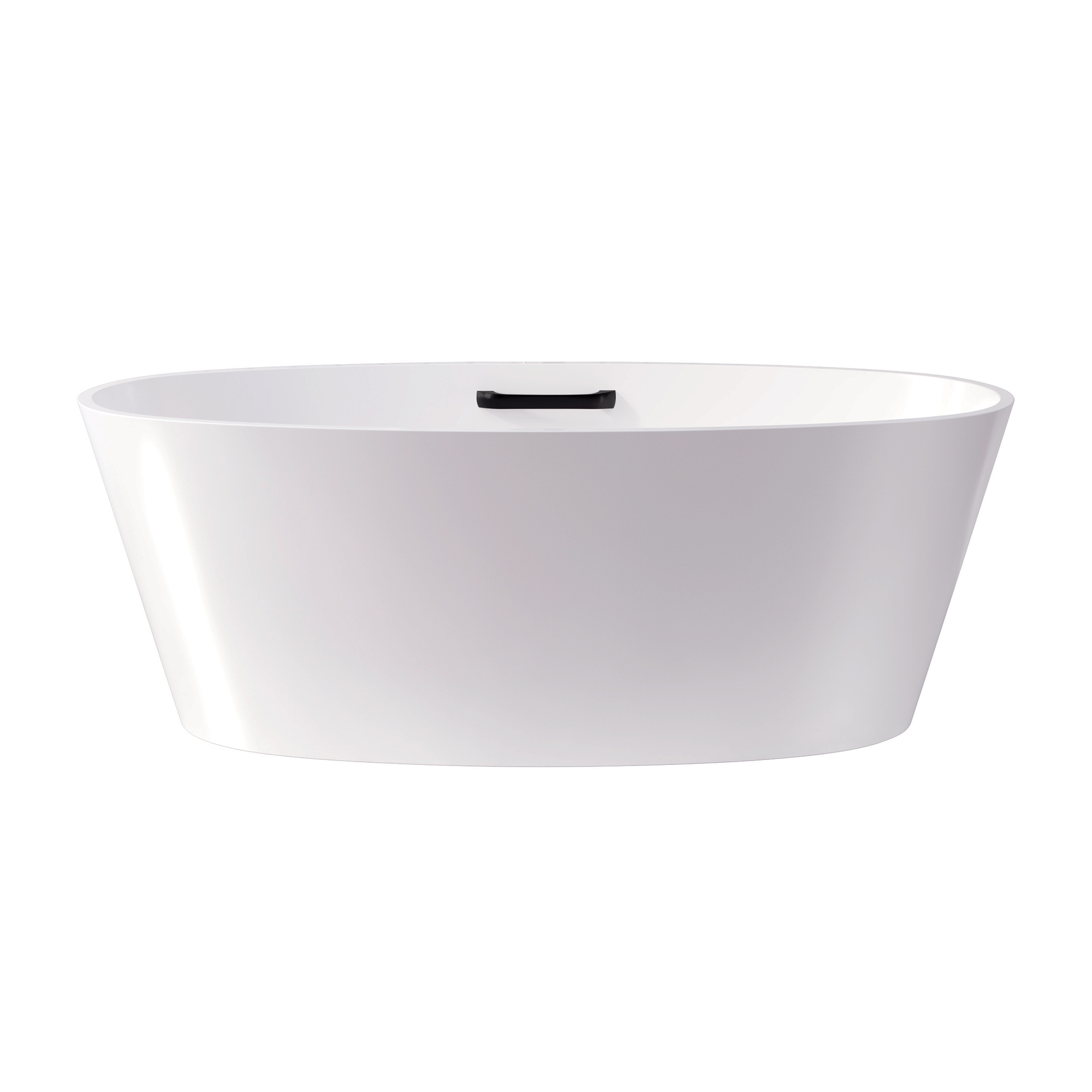 63" Matte White Solid Surface Freestanding Soaking Bathtub with One-Side Armrest