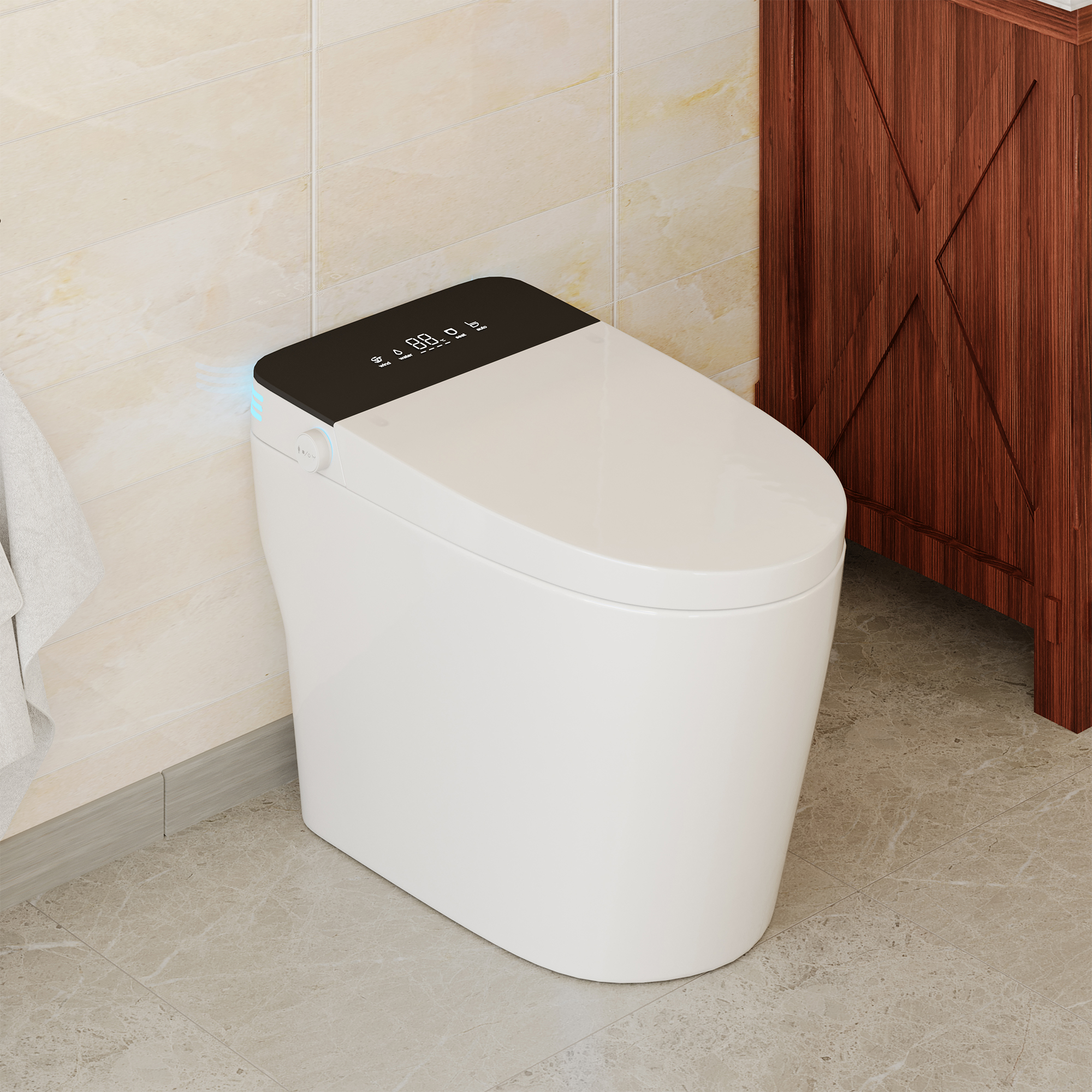 Portable Smart Toilet with Heated Bidet Seat Auto Open Close