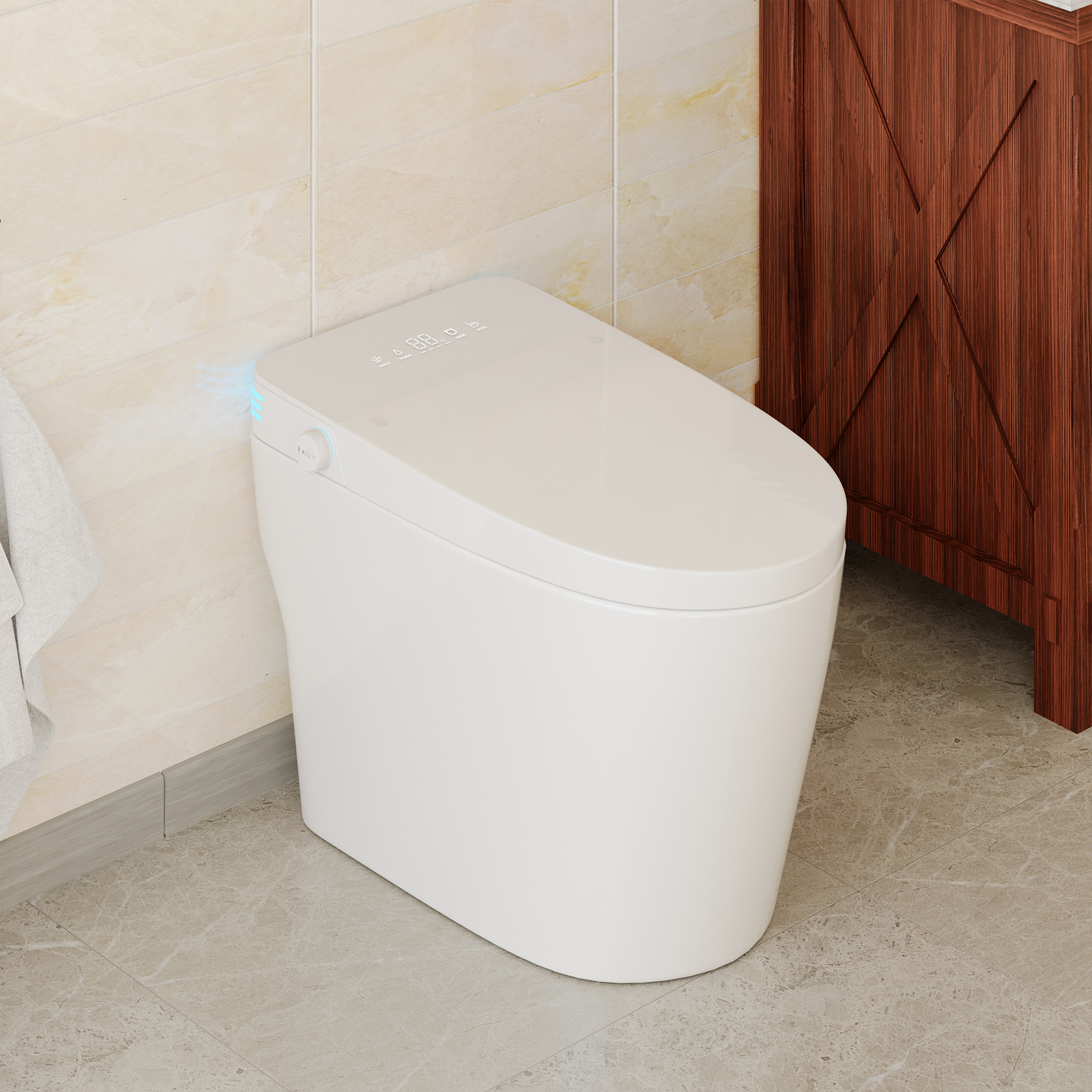 Portable Tankless Smart Toilet with Voice Control and Bubble Shield
