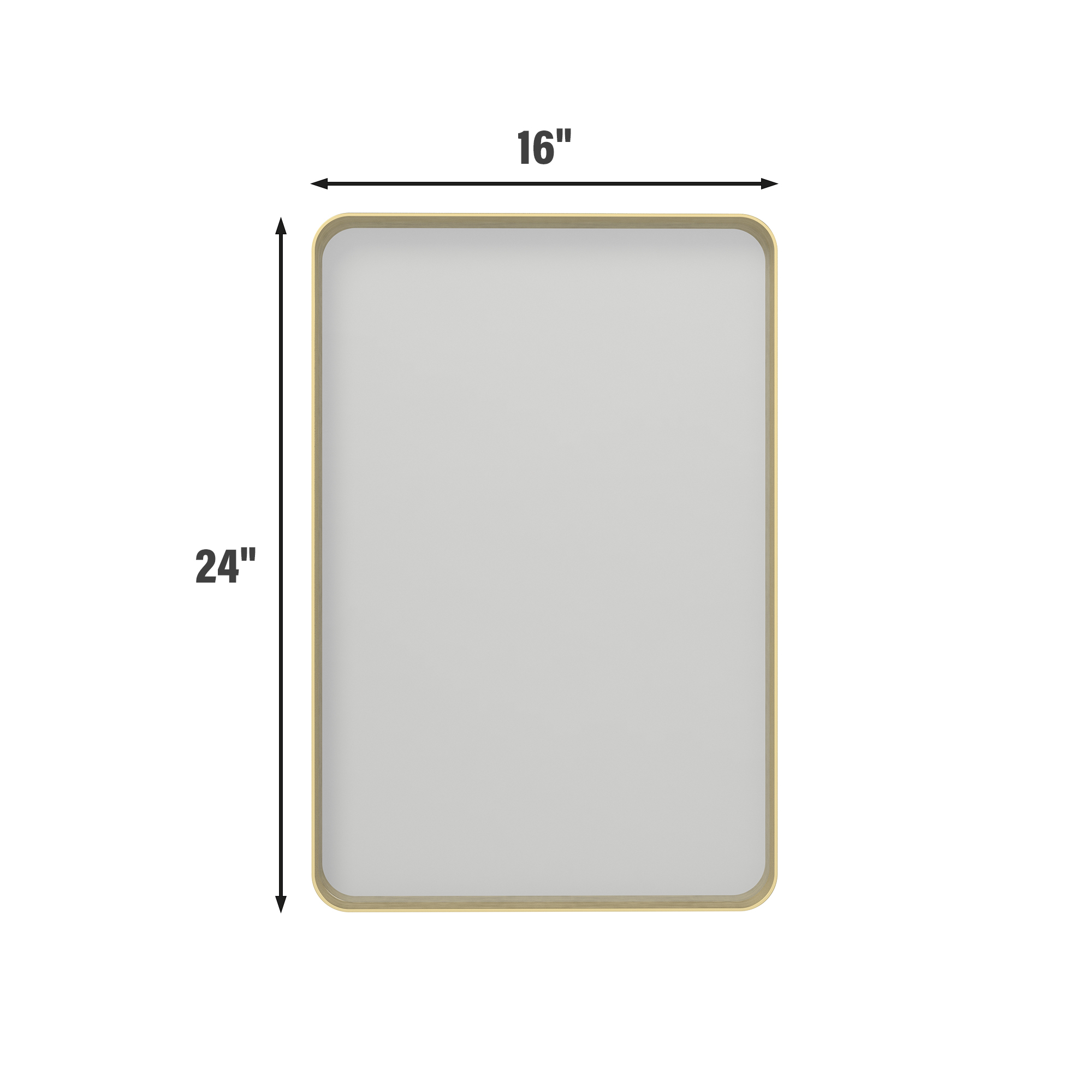 Tempered Glass Wall-Mounted Mirror with Gold Metal Frame
