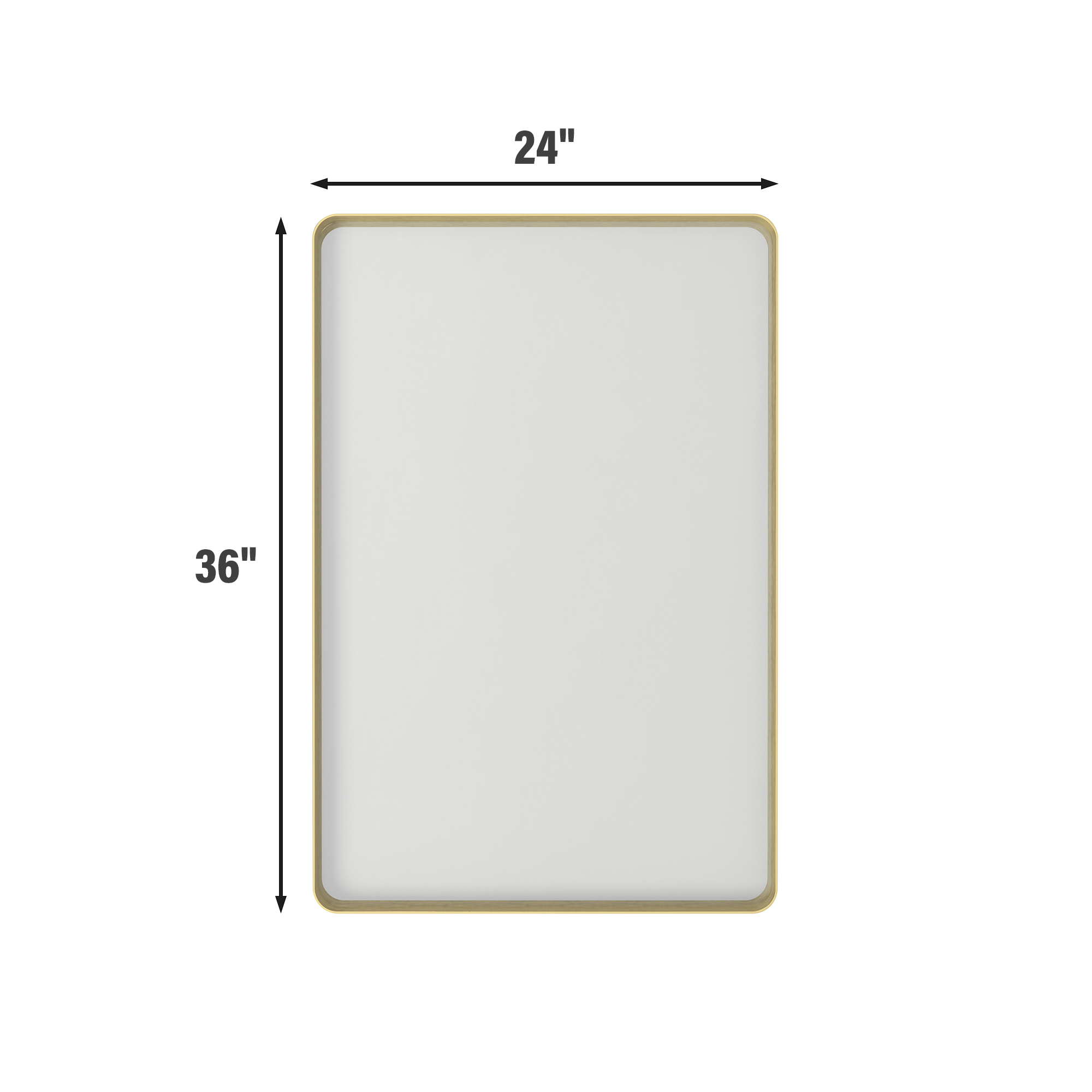 Tempered Glass Wall-Mounted Mirror with Gold Metal Frame