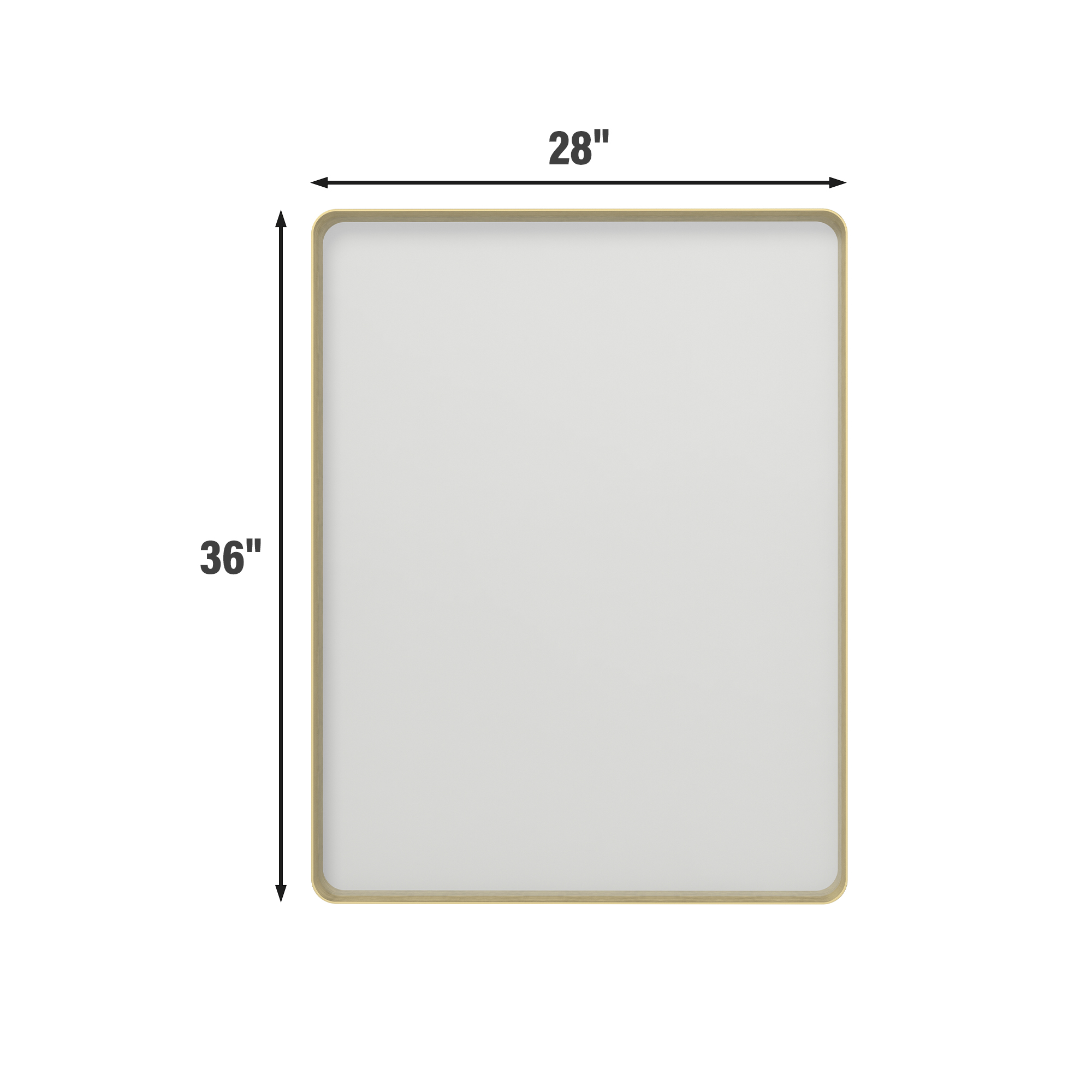 Tempered Glass Wall-Mounted Mirror with Gold Metal Frame