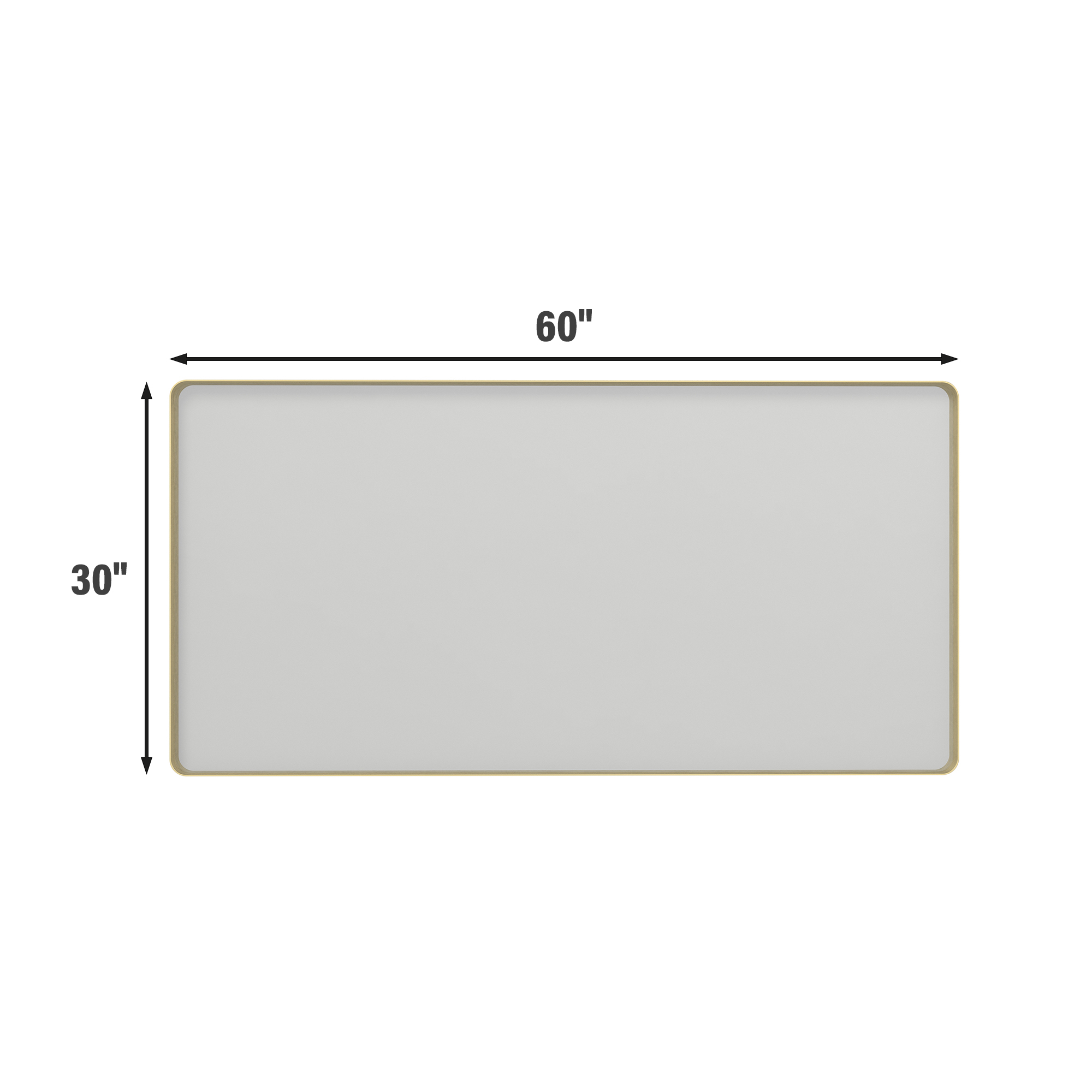 Tempered Glass Wall-Mounted Mirror with Gold Metal Frame