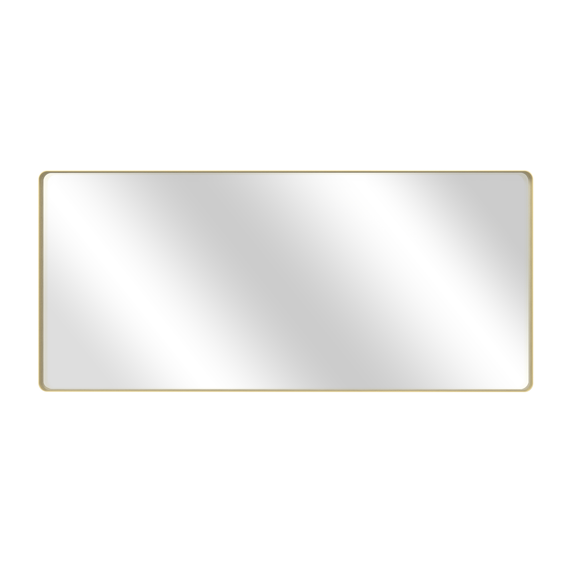 Tempered Glass Wall-Mounted Mirror with Gold Metal Frame