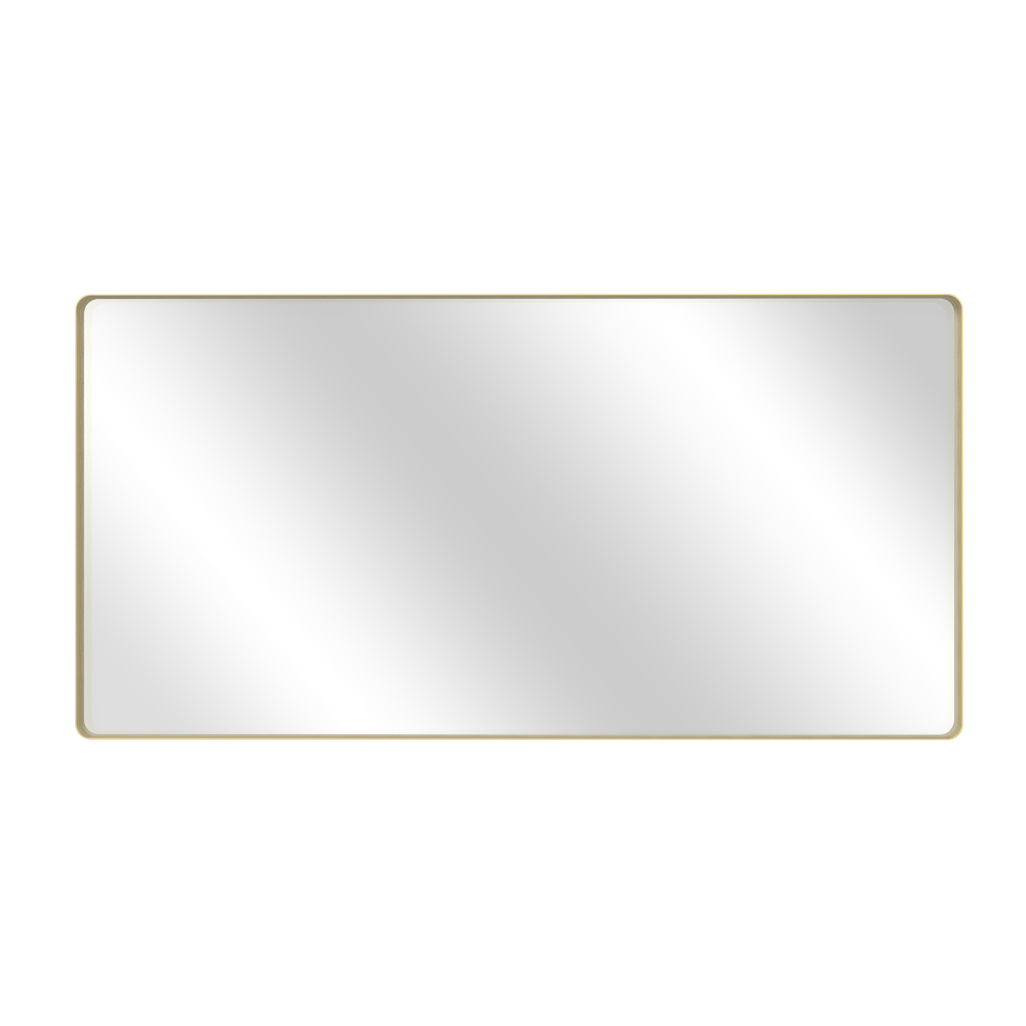 Tempered Glass Wall-Mounted Mirror with Gold Metal Frame