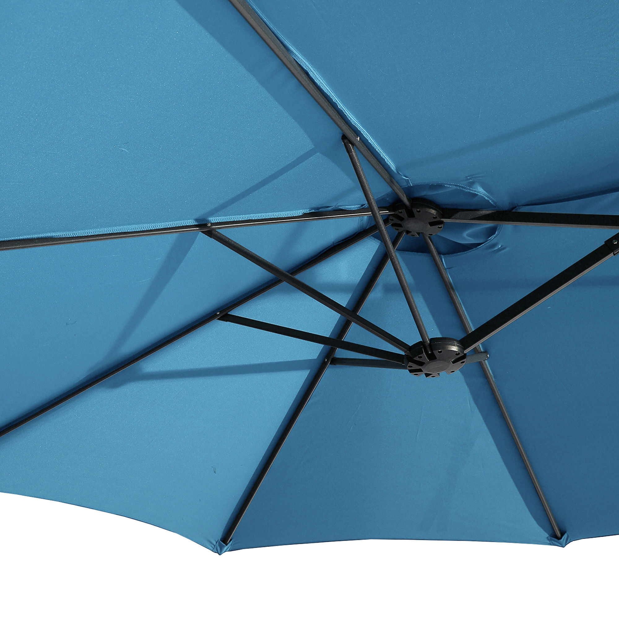 15ft Patio Steel Rectangular Double-Sided Market Umbrella With Base, Classic Design or Solar LED Lights Options,UV Sun Protection & Easy Crank for Deck Pool Patio.