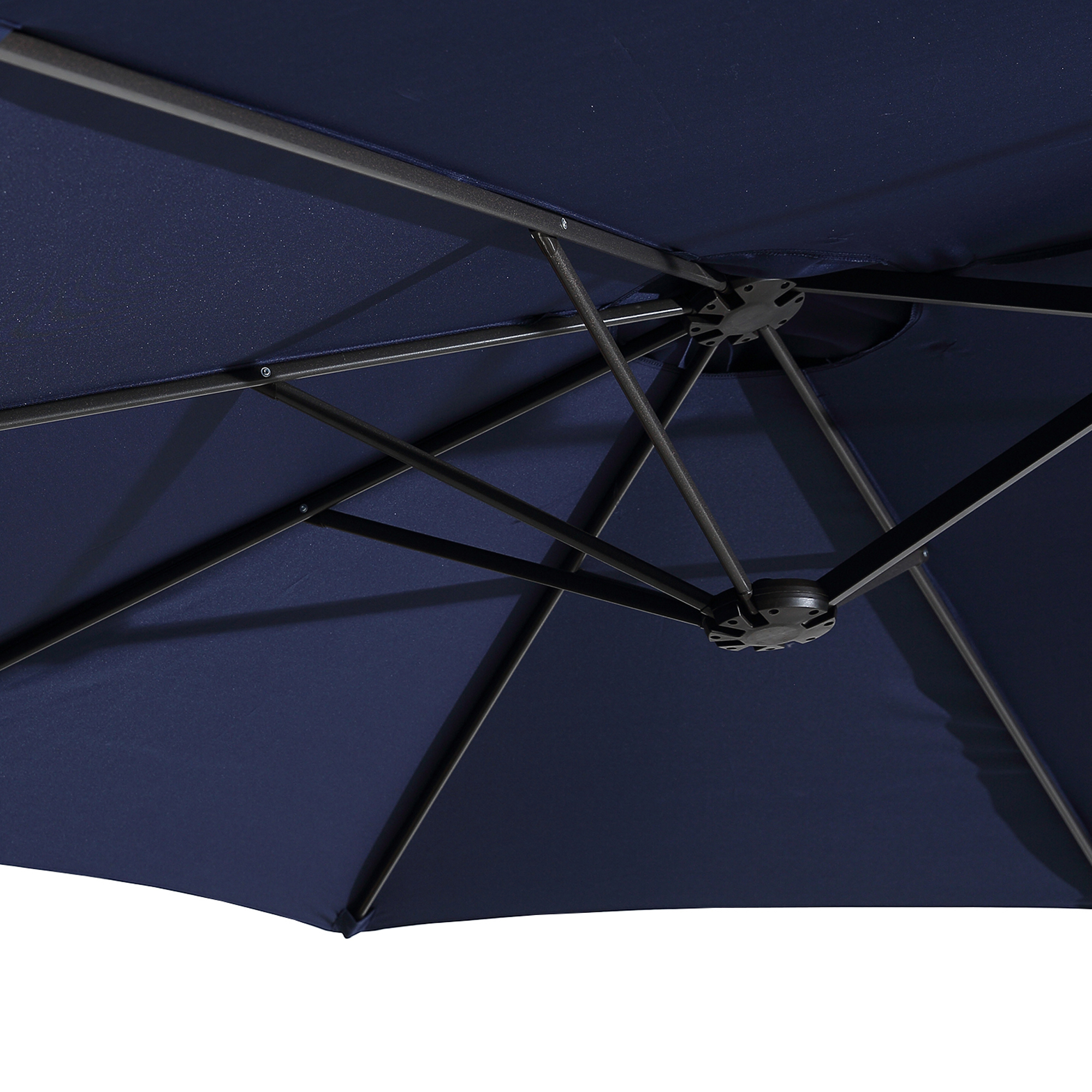 15ft Patio Steel Rectangular Double-Sided Market Umbrella With Base, Classic Design or Solar LED Lights Options,UV Sun Protection & Easy Crank for Deck Pool Patio.