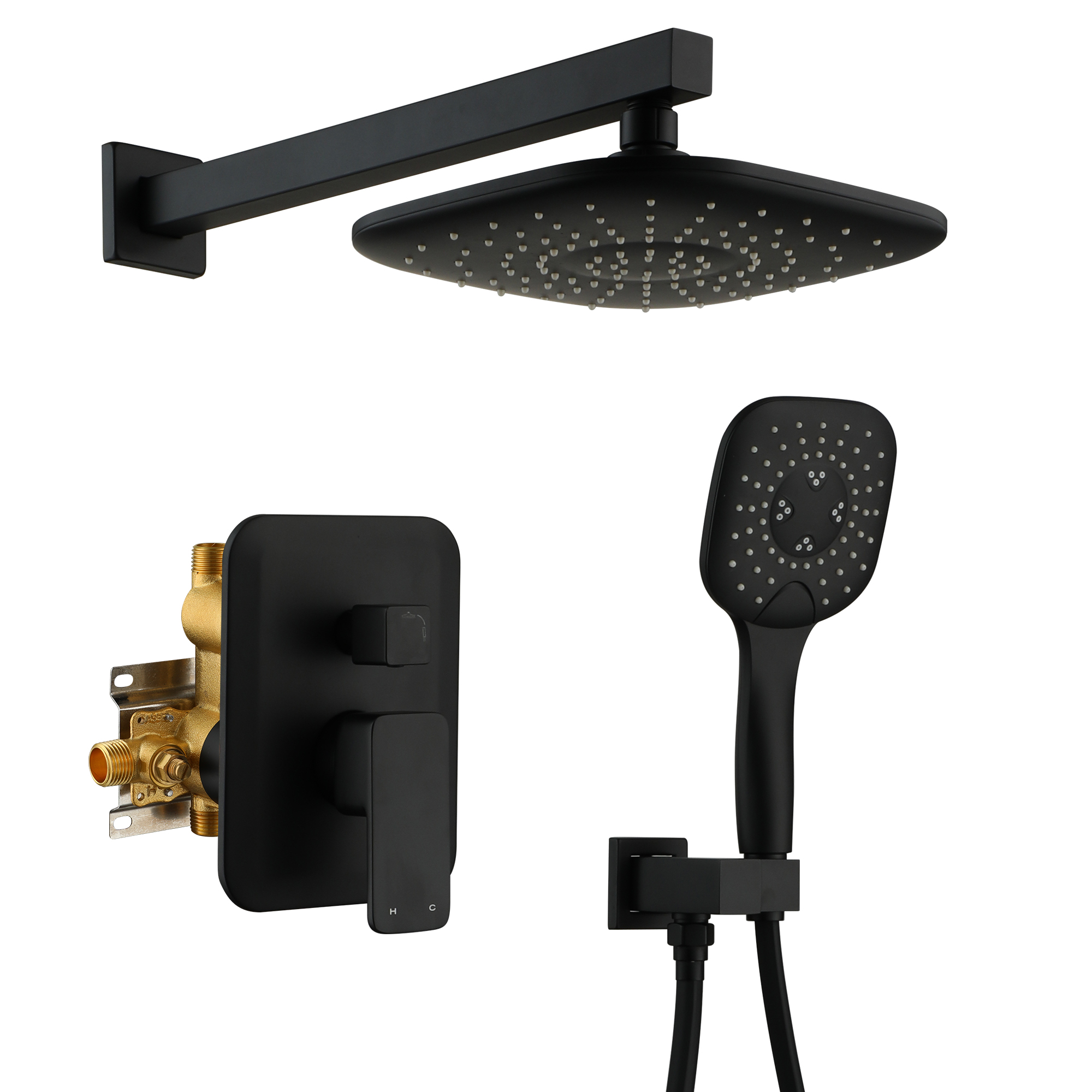 9-inch 2-Function Wall-Mounted Shower System with Handheld Shower