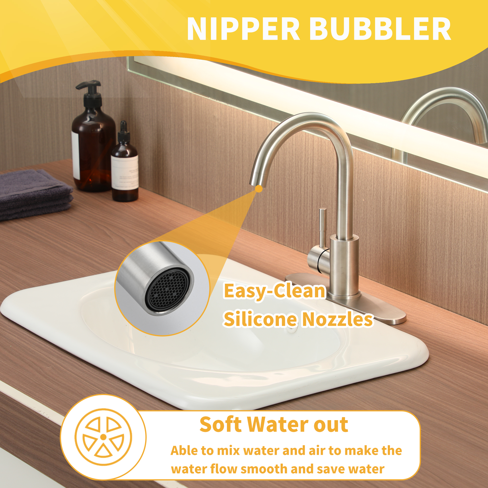 1-Hole/3-Hole Single Handle Bathroom Vanity Faucet with Deck Plate