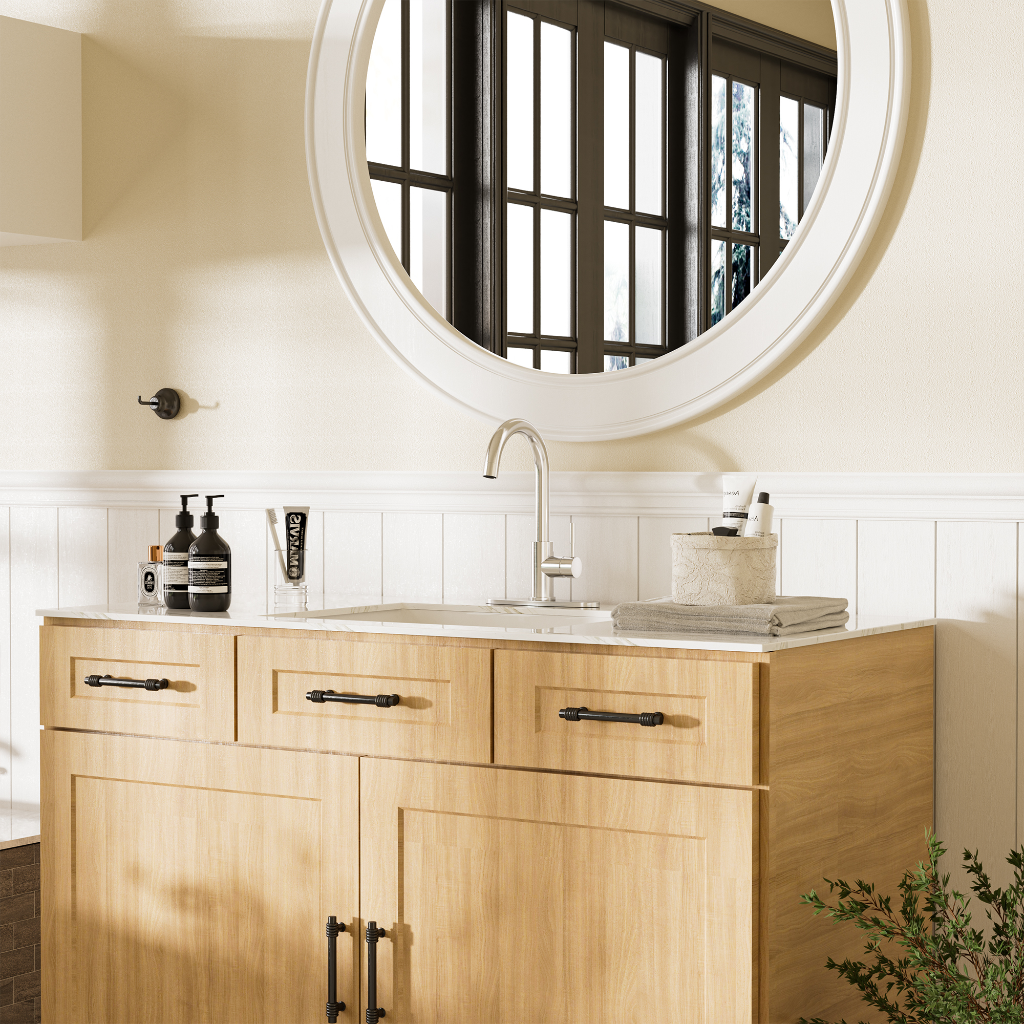 1-Hole/3-Hole Single Handle Bathroom Vanity Faucet with Deck Plate