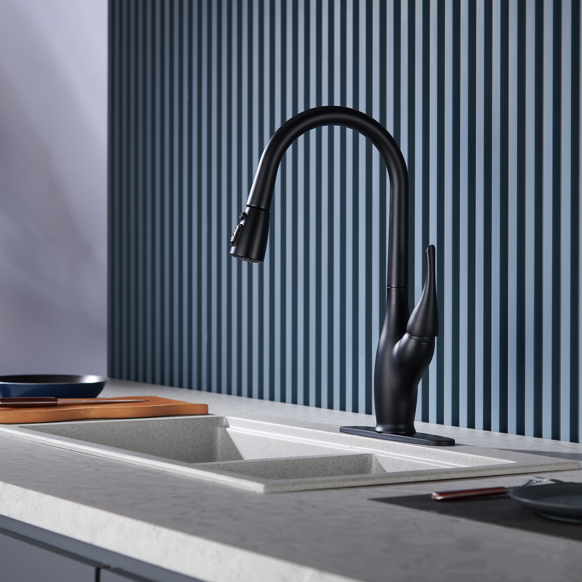 Pull-Down Kitchen Faucet with Dual Function Sprayer 7-Layer Electroplated Finish