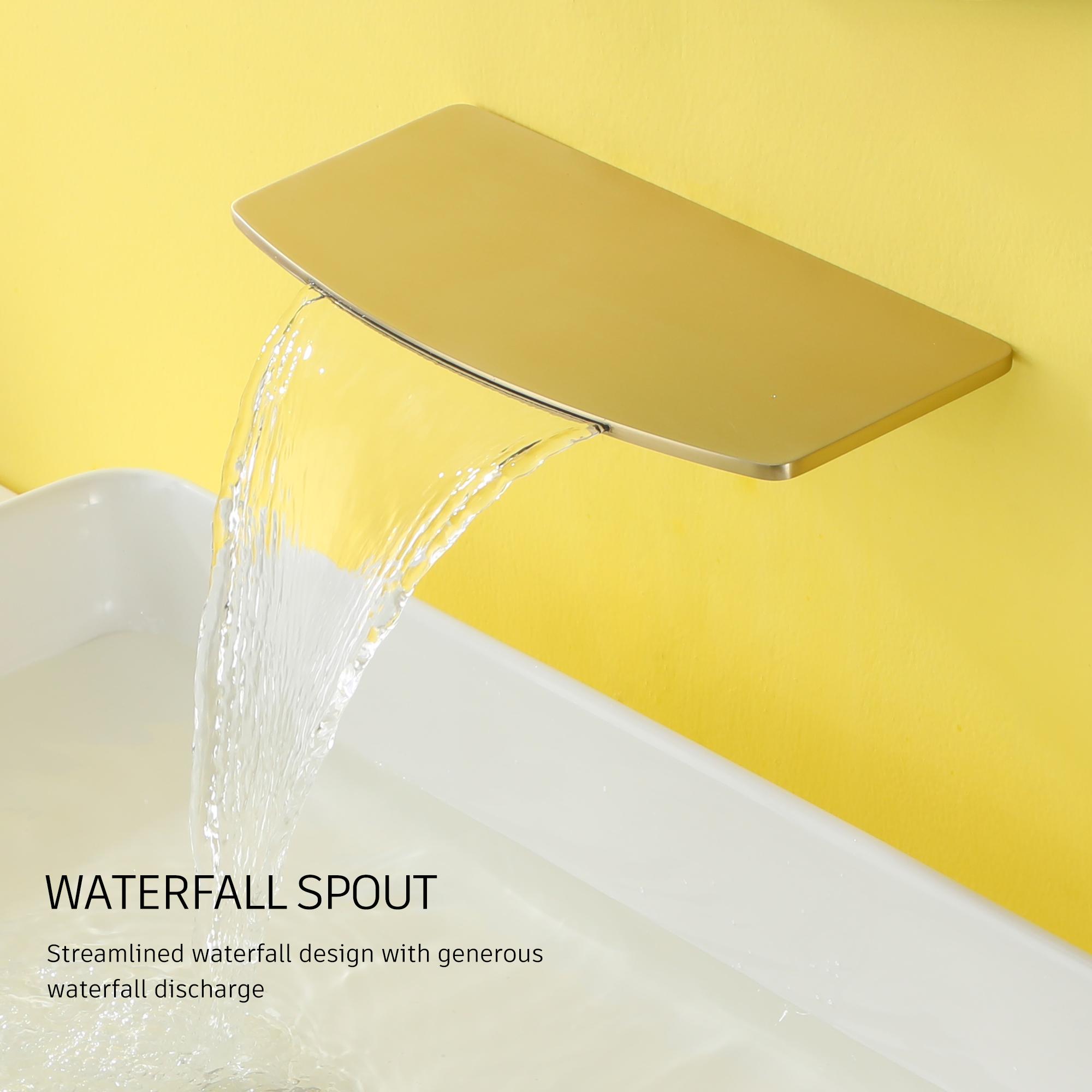 Wall Mounted Single Handle Waterfall Bathroom Sink Faucet with Rough-in Valve