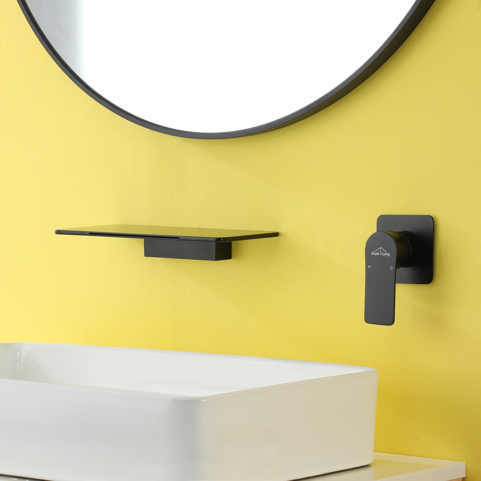 Wall Mounted Single Handle Solid Brass Lavatory Bathroom Faucet with Rough-In Valve