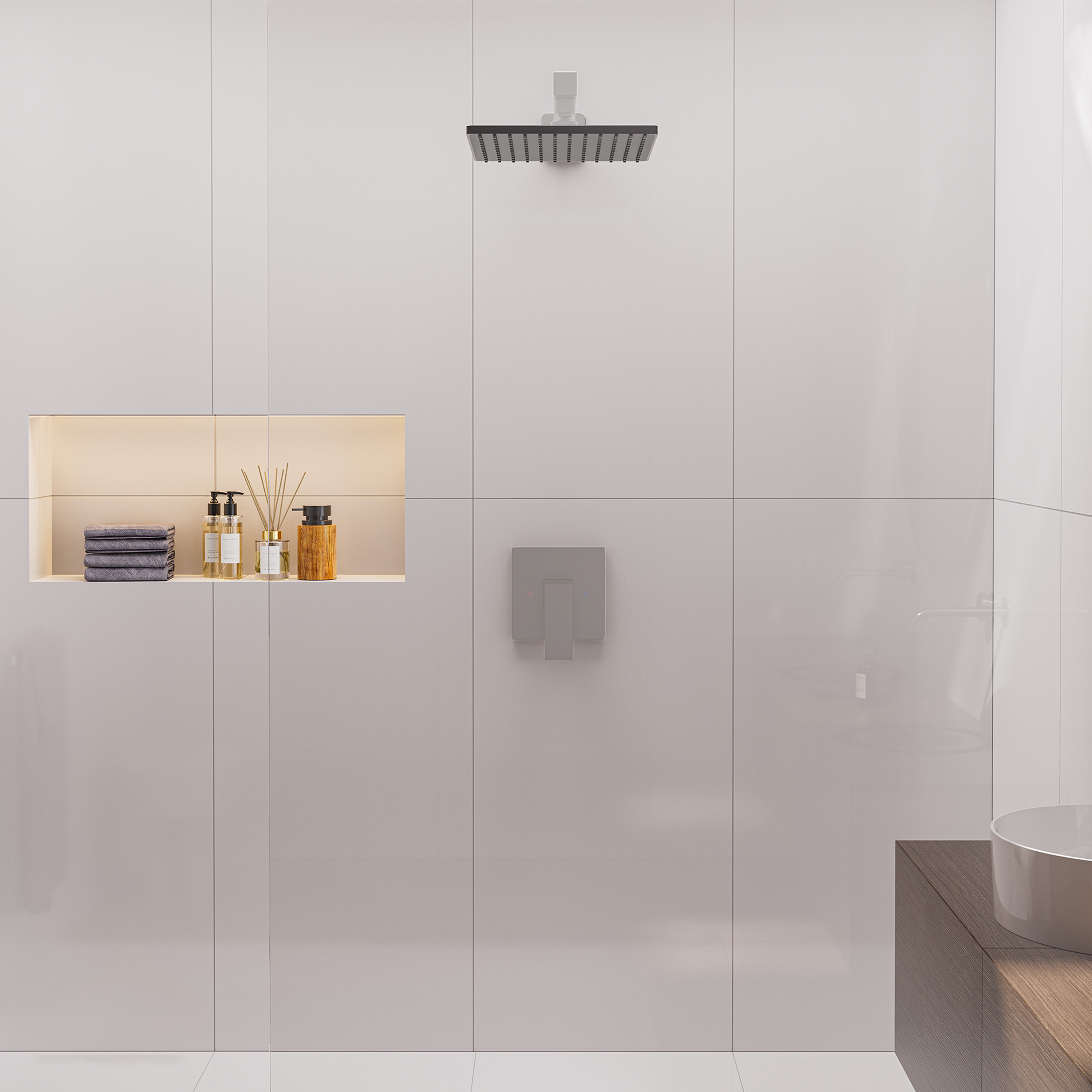 9-inch High Pressure Rainfall Shower Head ABS Square Showerhead