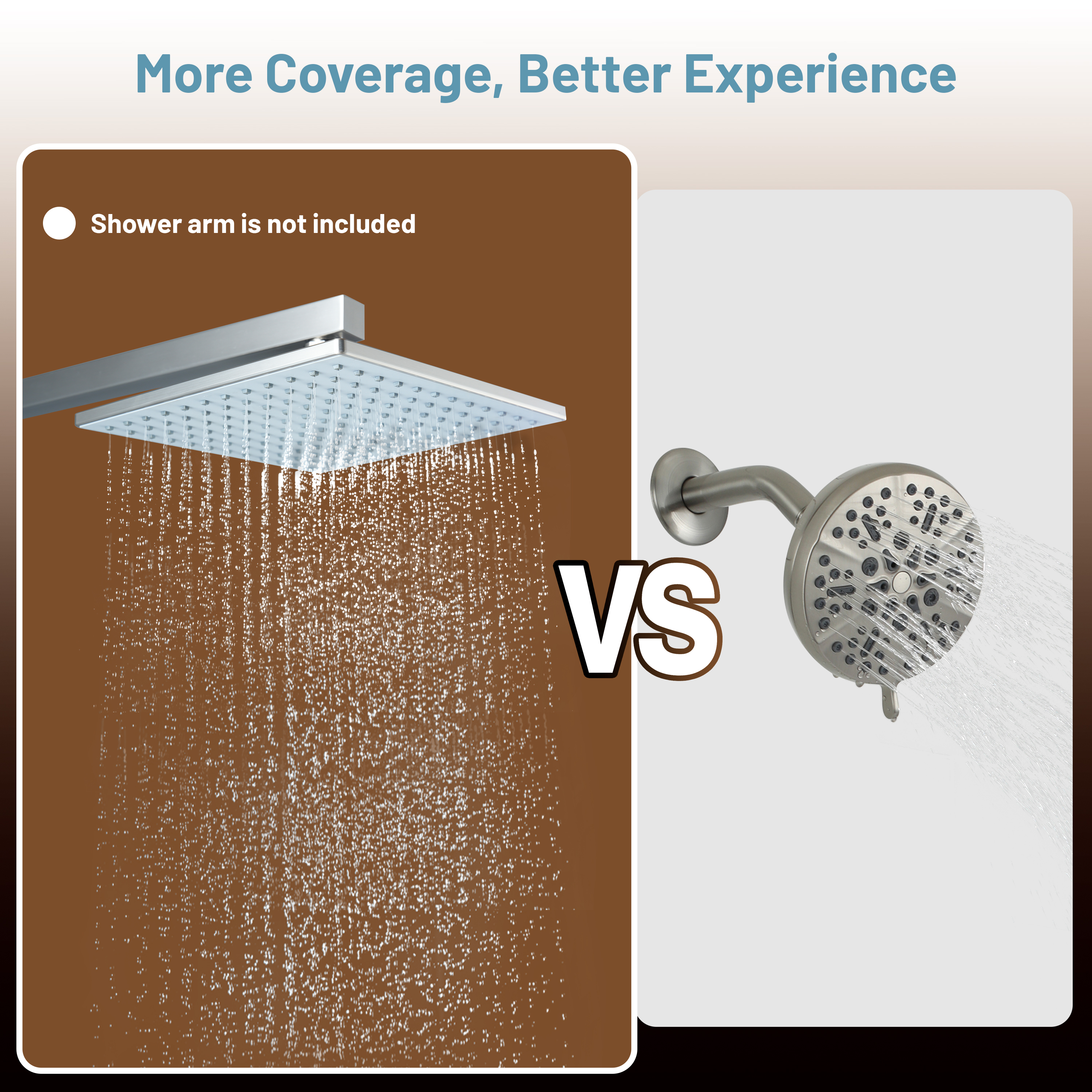 9-inch High Pressure Rainfall Shower Head ABS Square Showerhead