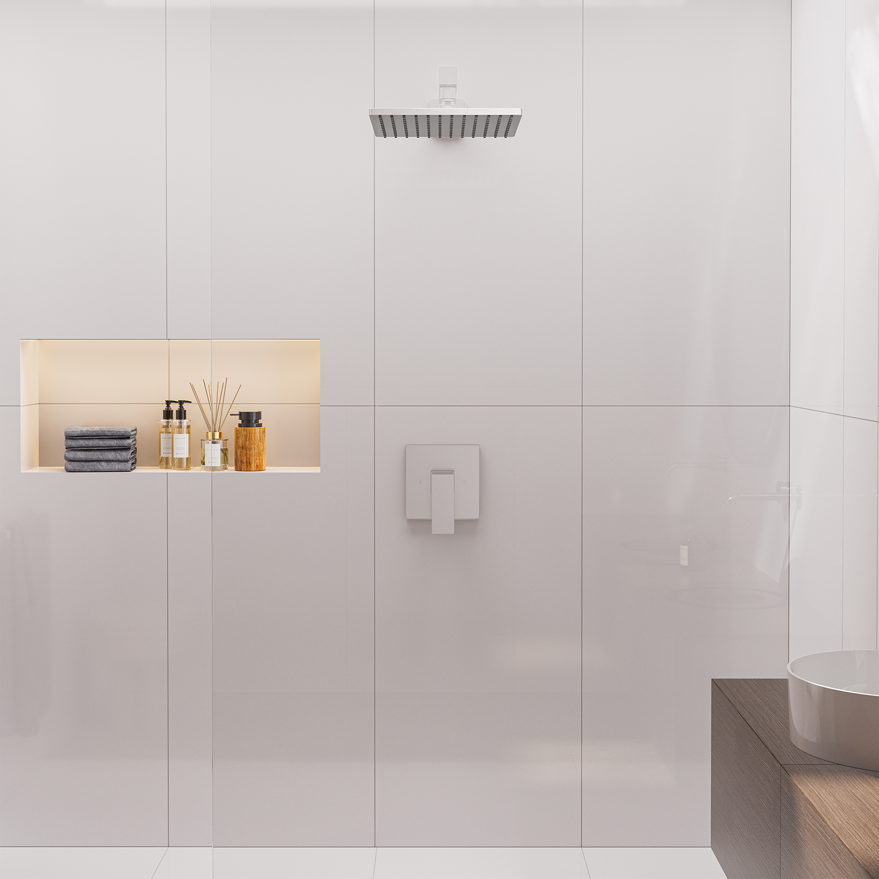 9-inch High Pressure Rainfall Shower Head ABS Square Showerhead