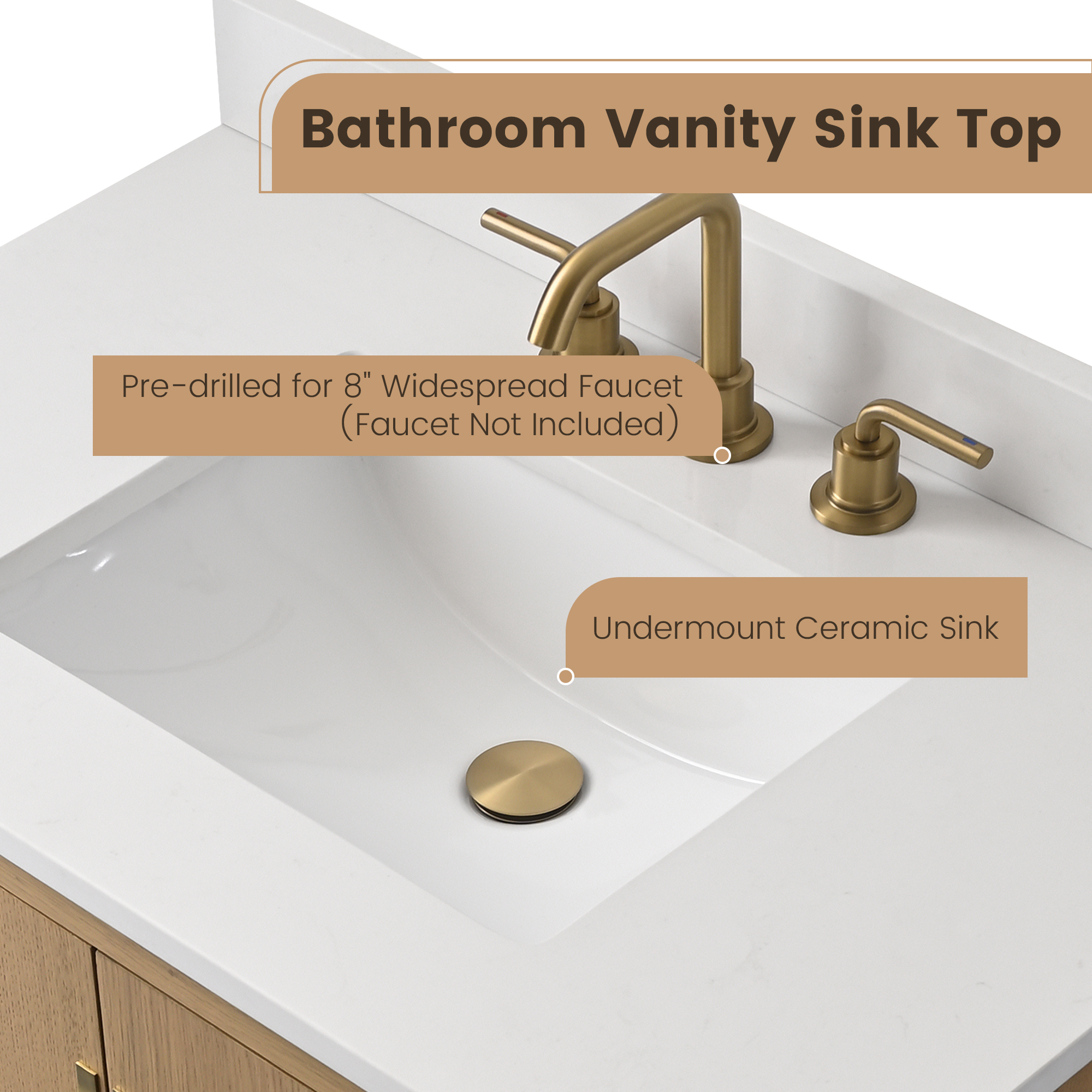 36" Freestanding Bathroom Vanity with Engineered Stone Top