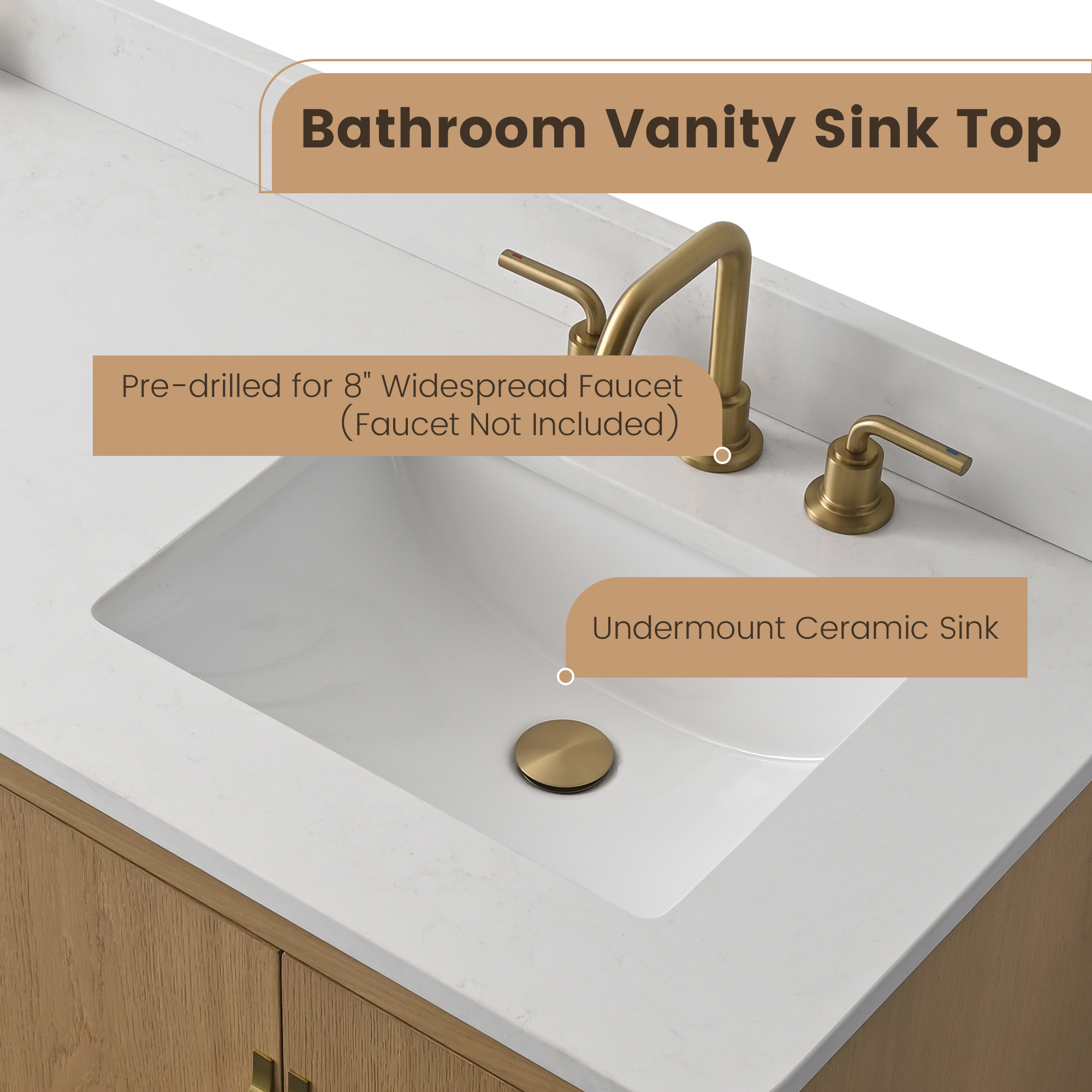 60" Bathroom Vanity with Carrara White Engineering Stone Top