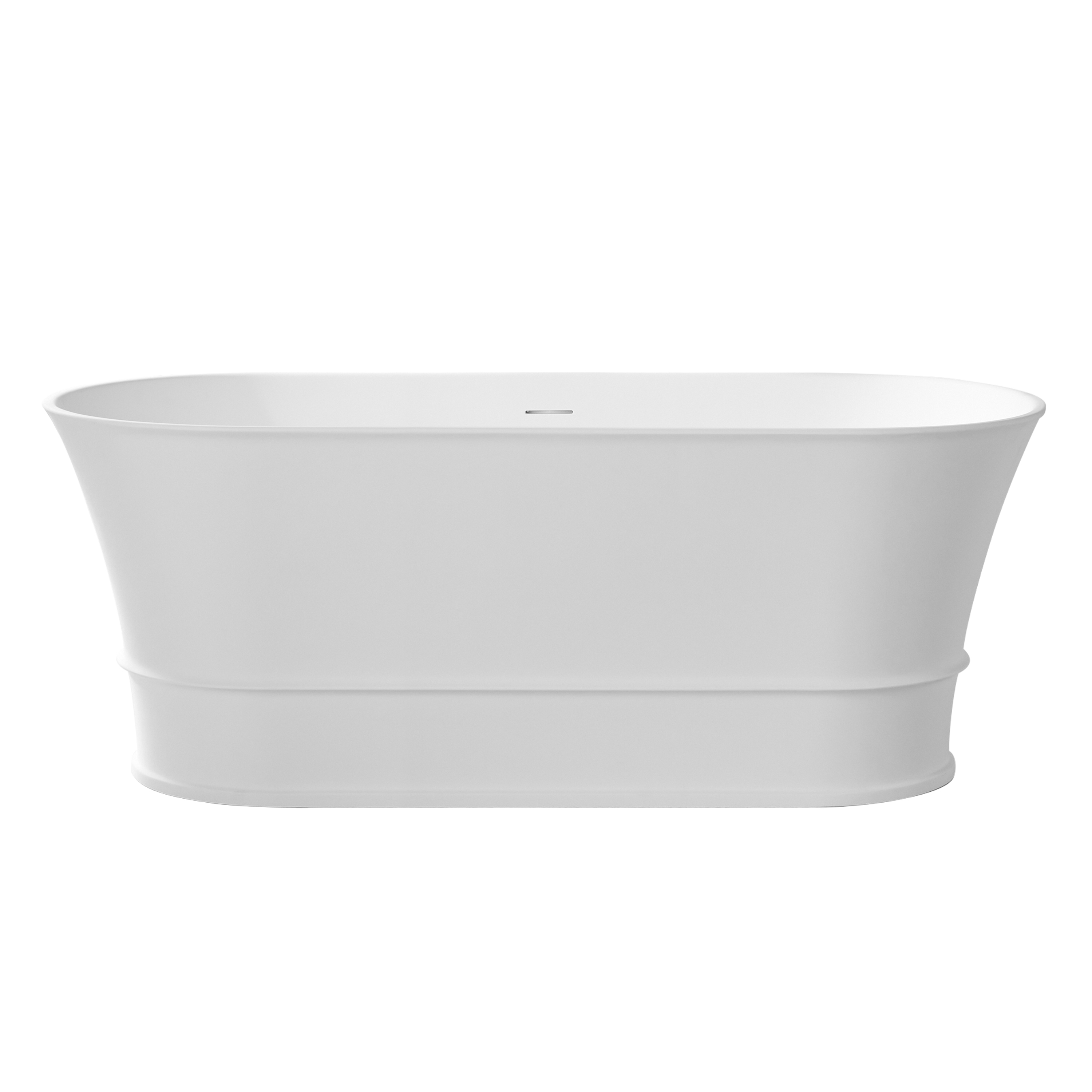 59" Matte White Solid Surface Freestanding Bathtub Oval Classic Soaking Tub