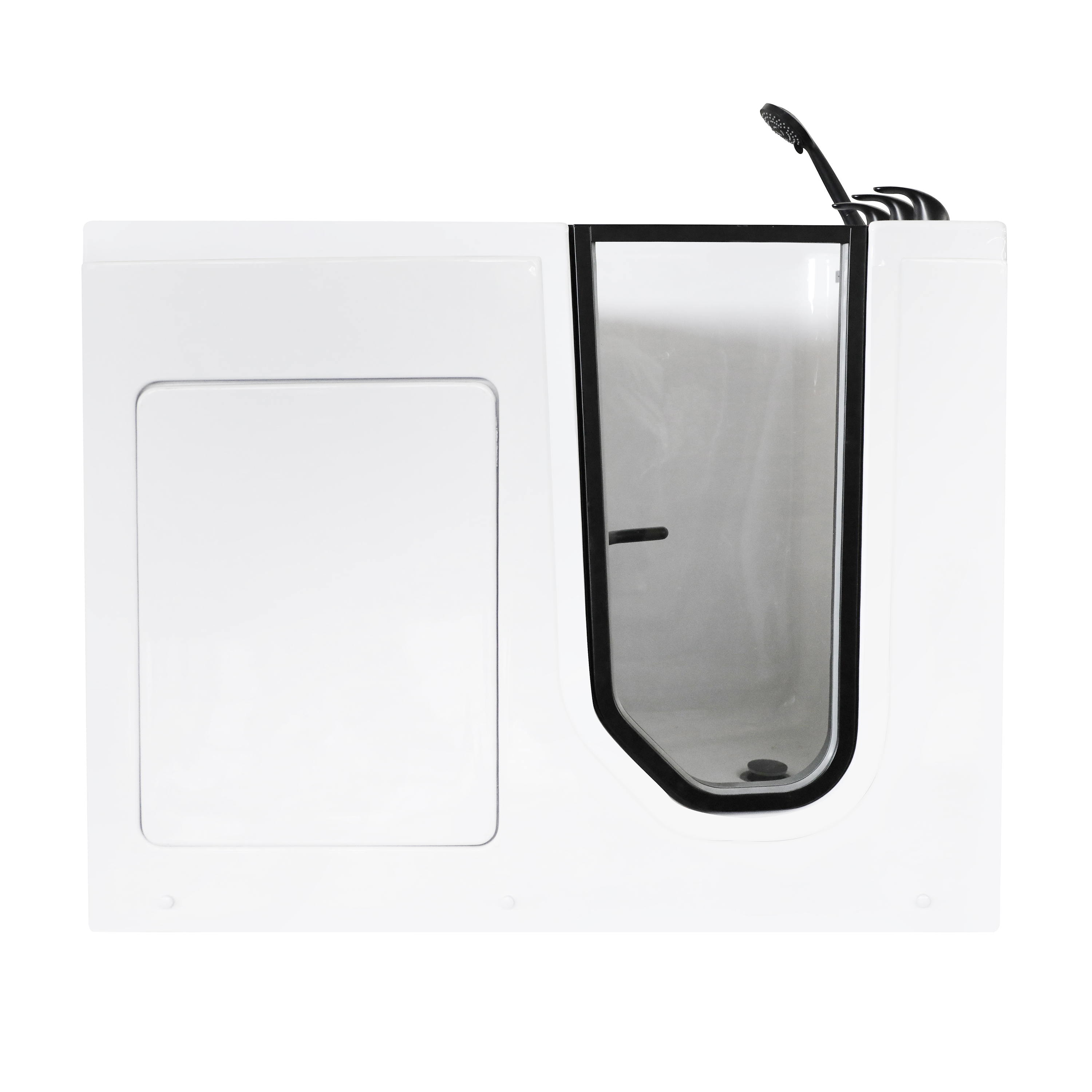 49" Glossy White Acrylic Walk-In Soaking Bathtub with High-Flow Faucet