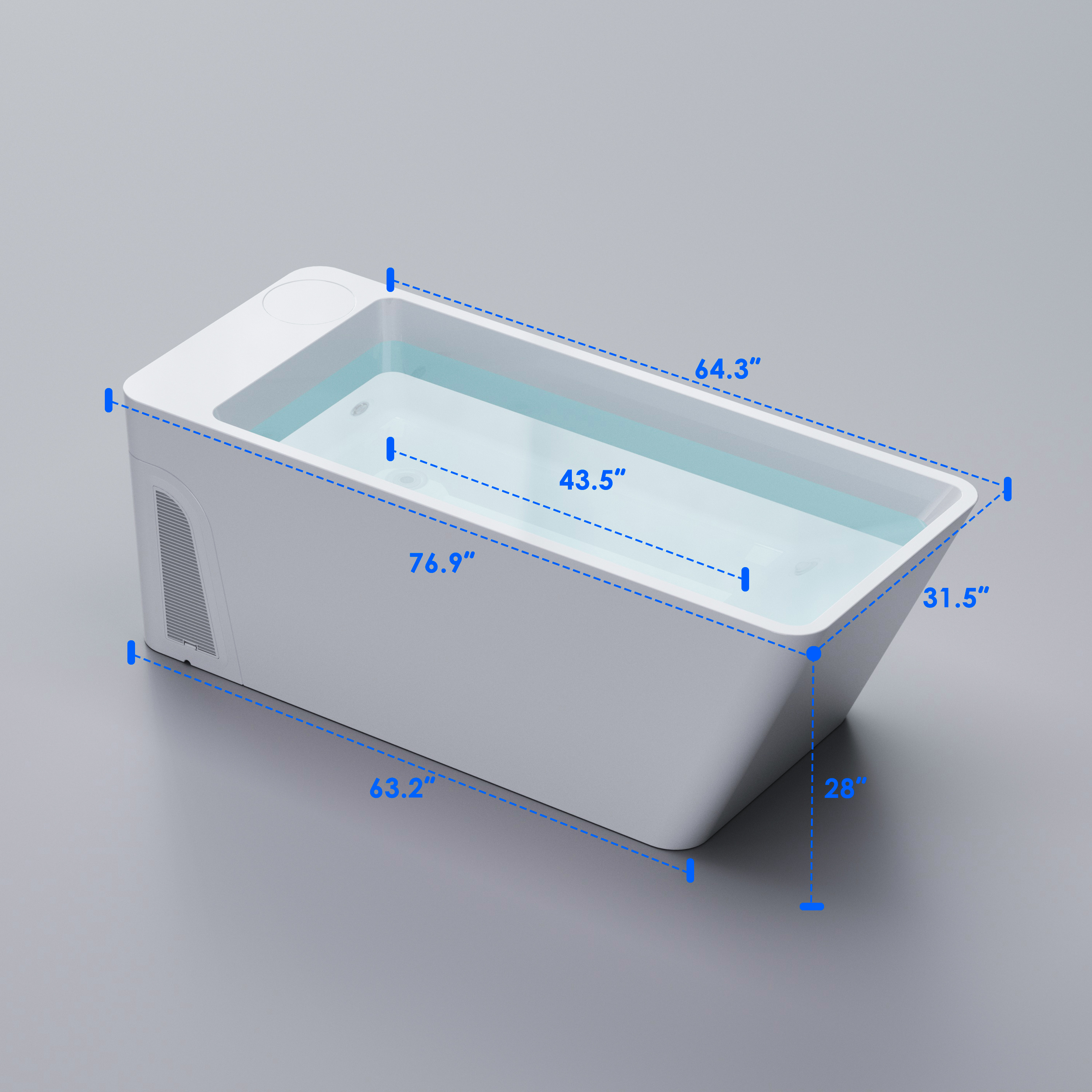 77" All-in-One Cold Plunge Tub with Built-In Chiller/Heater and Insulated Cover