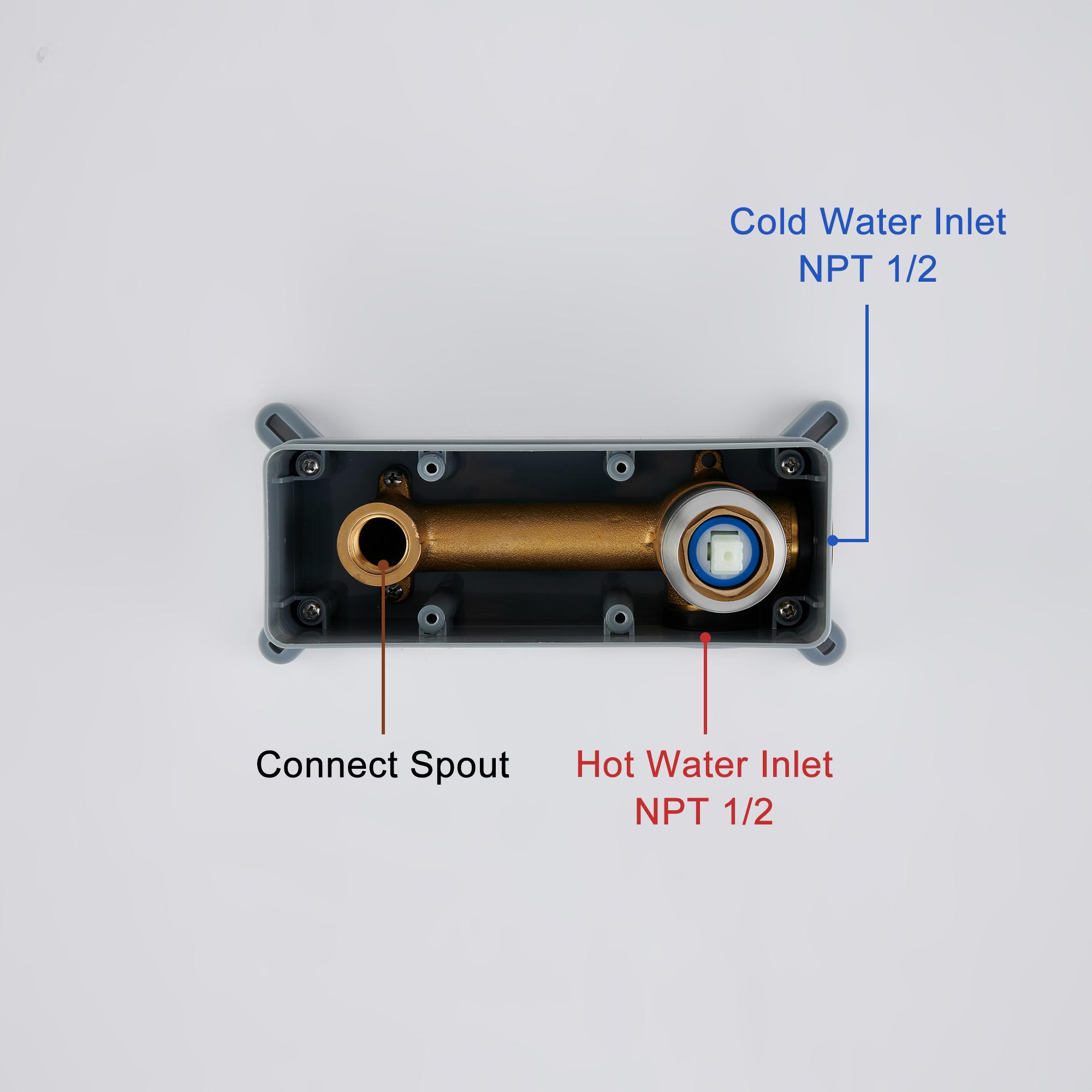 Modern Single Handle Wall Mount Bathroom Faucet with Brass Spout & Plate