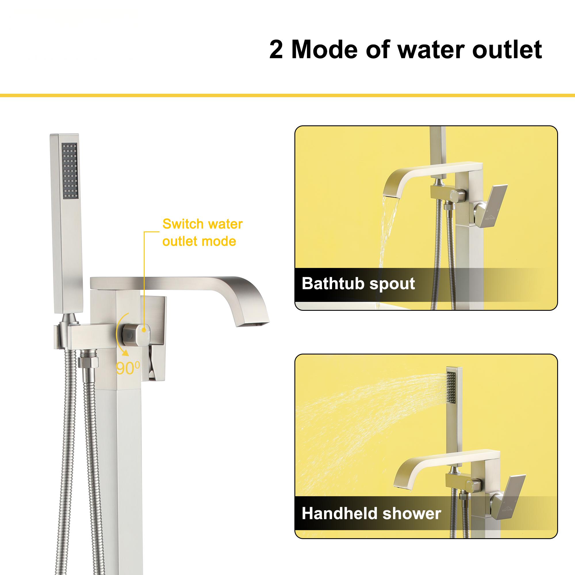 Solid Brass Freestanding Tub Filler Faucet with Handheld Shower