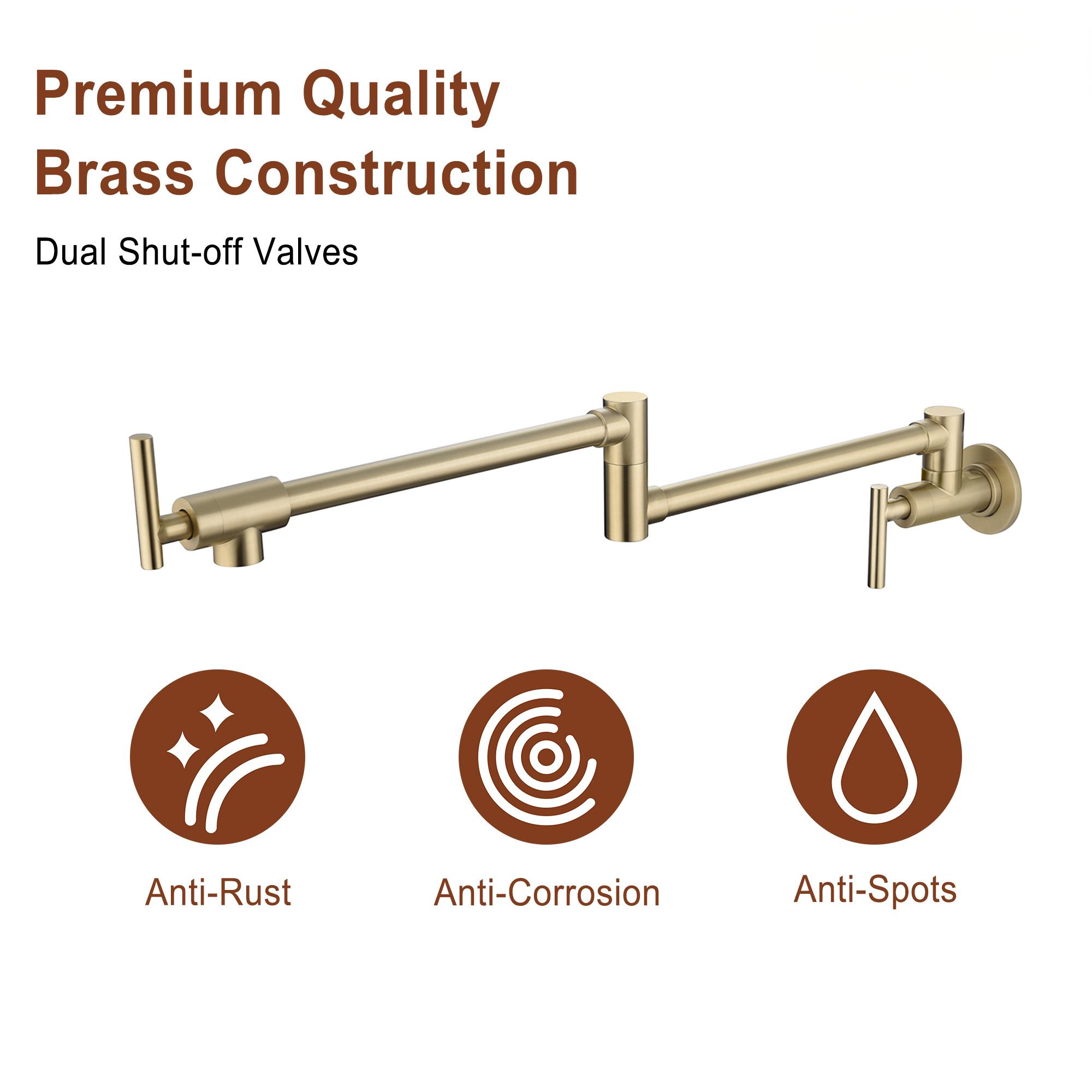 Wall Mount Pot Filler Kitchen Faucet with 360° Rotating Arm & Fast-Flow Aerator