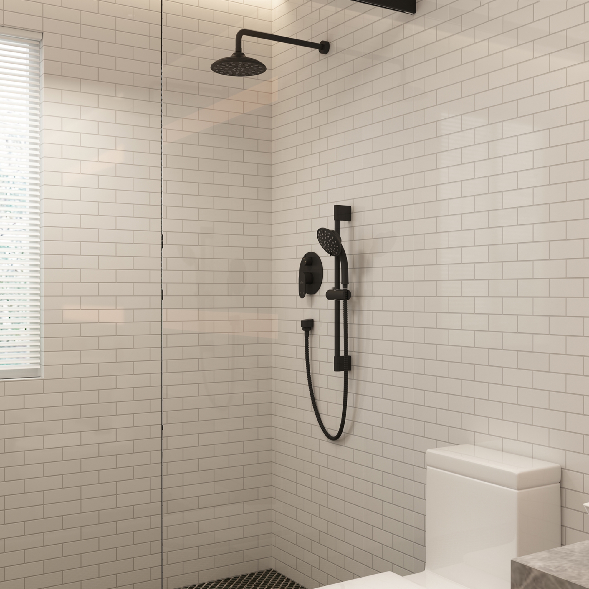 8-inch Rain Shower Head System with Pressure Balance Valve