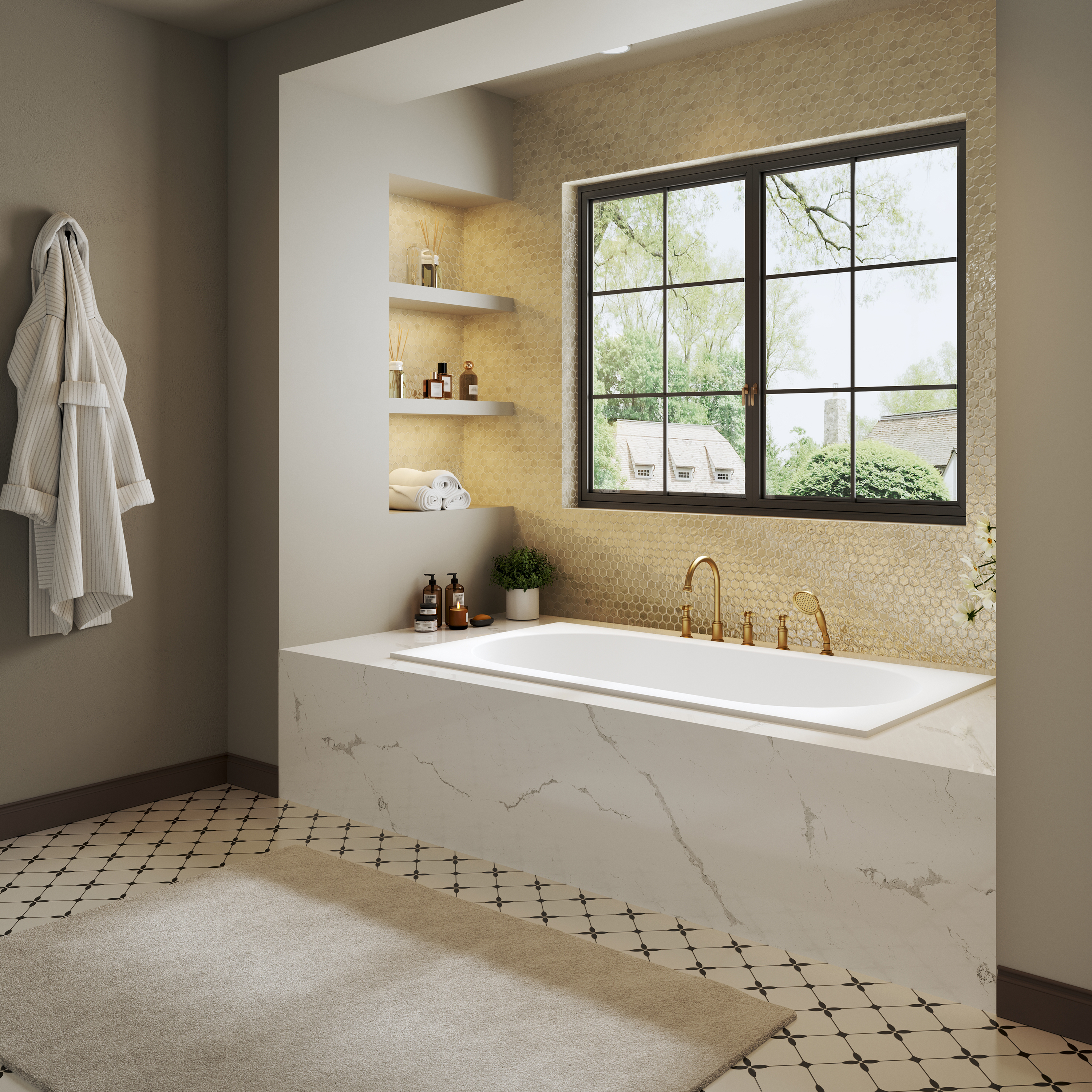 60" Luxury Drop-In Acrylic Soaking Bathtub with Rounded Interior