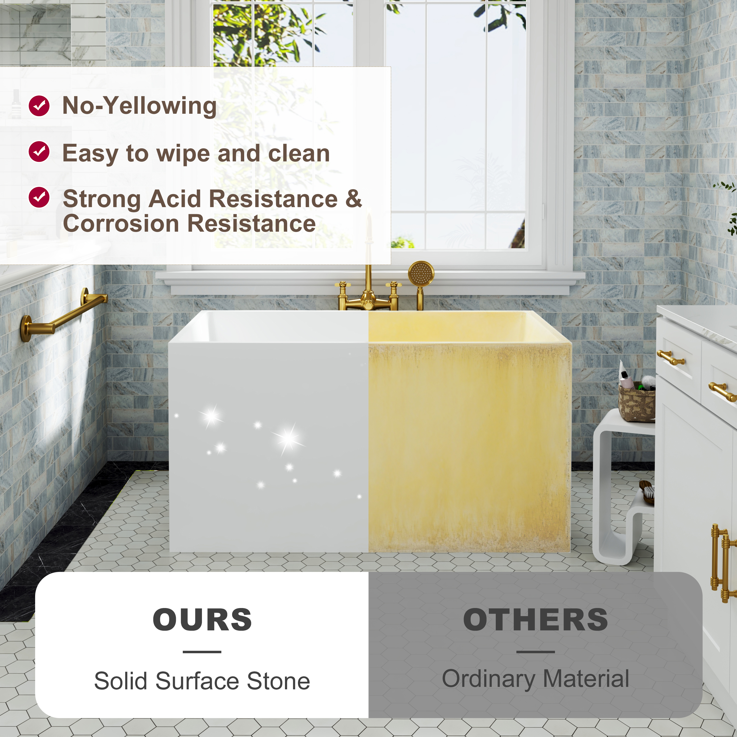 39"/47" Glossy White Minimalist Freestanding Bathtub with Built-In Seat