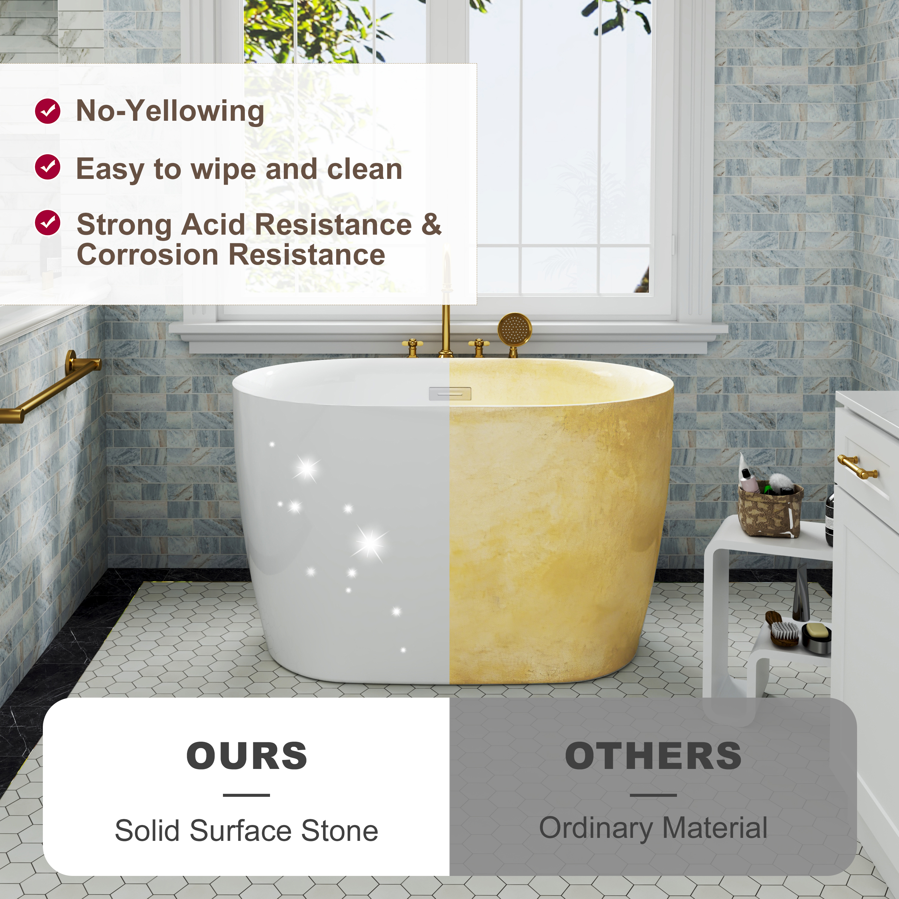 43" Transitional Acrylic Freestanding Bathtub with Built-In Seat