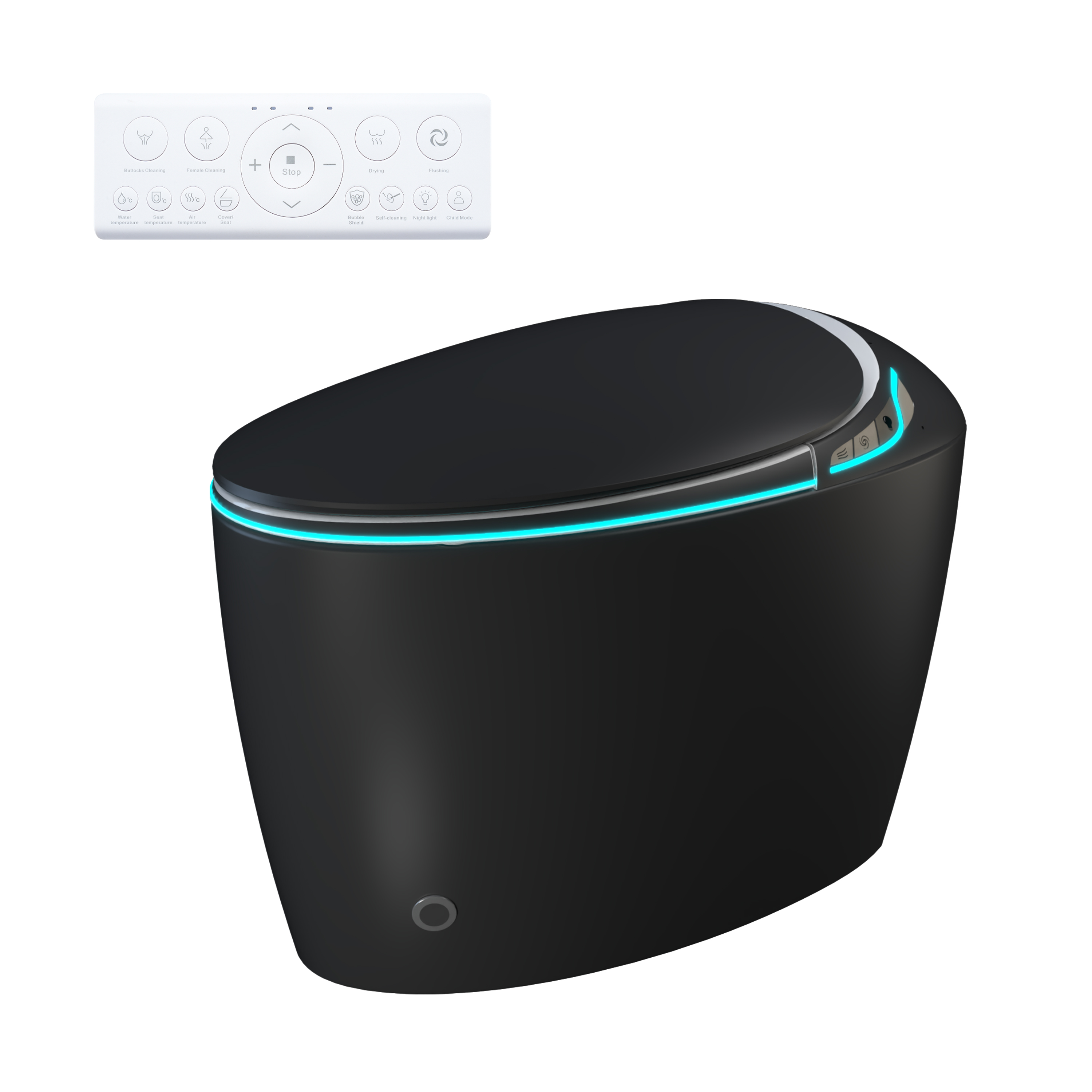 Egg-Shaped Smart Toilet with Automatic Lid, Heated Seat & Bidet Wash, Black & Pink