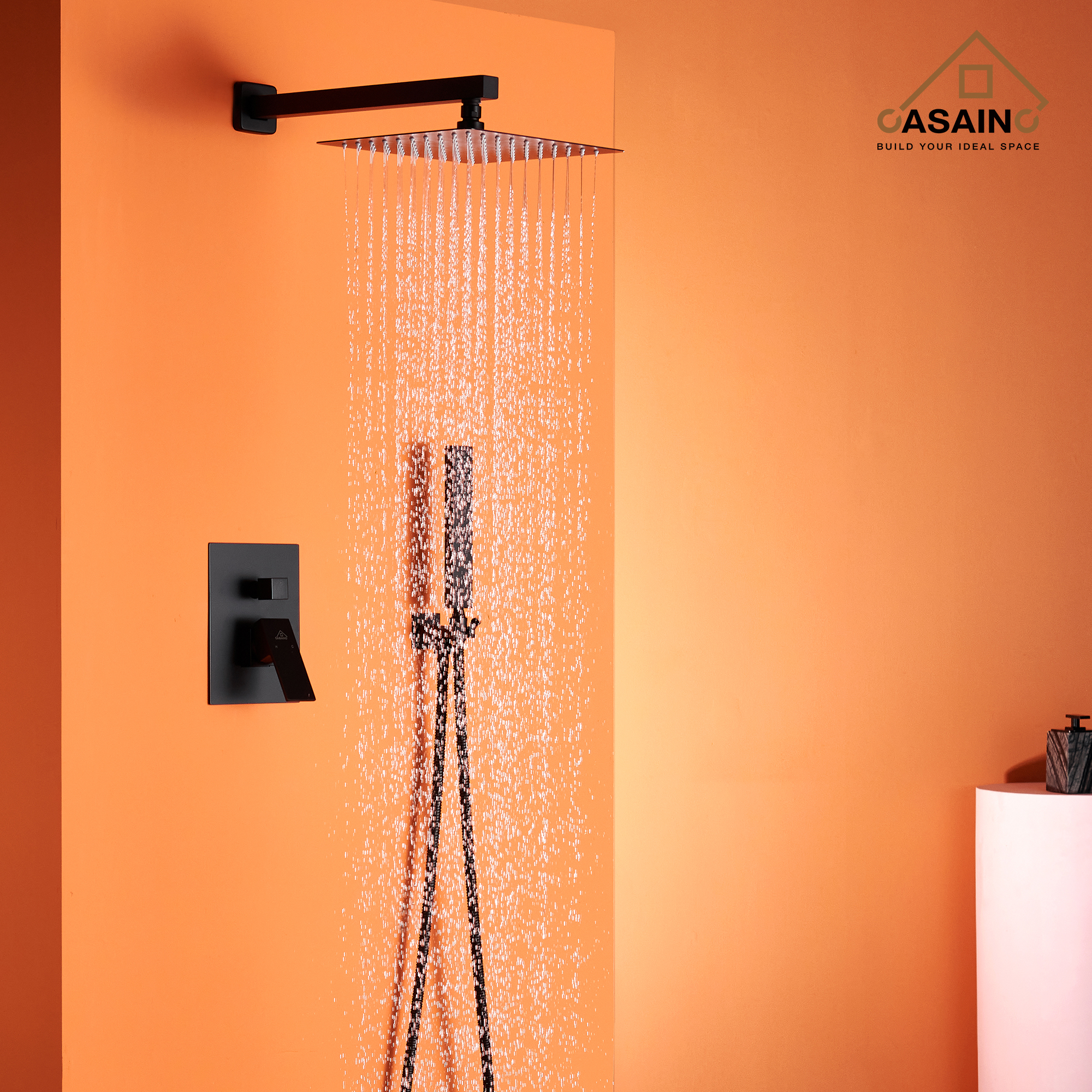Complete Shower System 1-Spray Patterns with 2.5 GPM 10 in. Wall Mount Dual Shower Heads in Matte Black Complete Shower System 1-Spray Patterns with 2.5 GPM 10 in. Wall Mount Dual Shower Heads in Matte Black