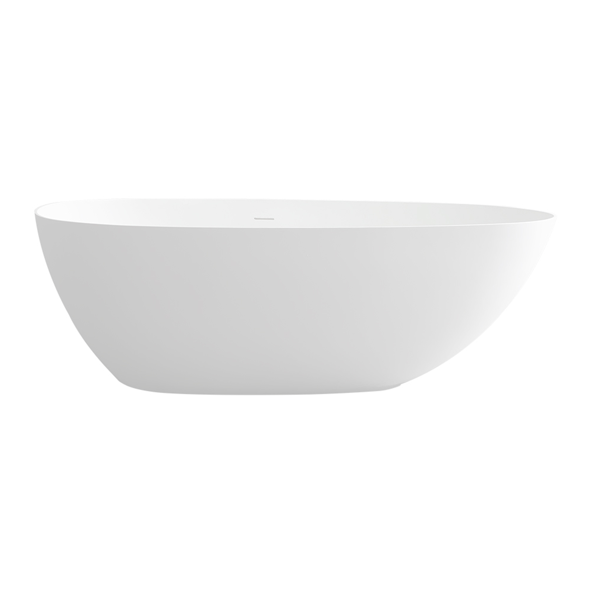 CASAINC 59/63/67/71" Solid Surface Freestanding Bathtub, Egg Shell Shaped Stone Resin Freestanding Tubs, Contemporary Oval Soaking Tub with Overflow and  Drain, Matte White