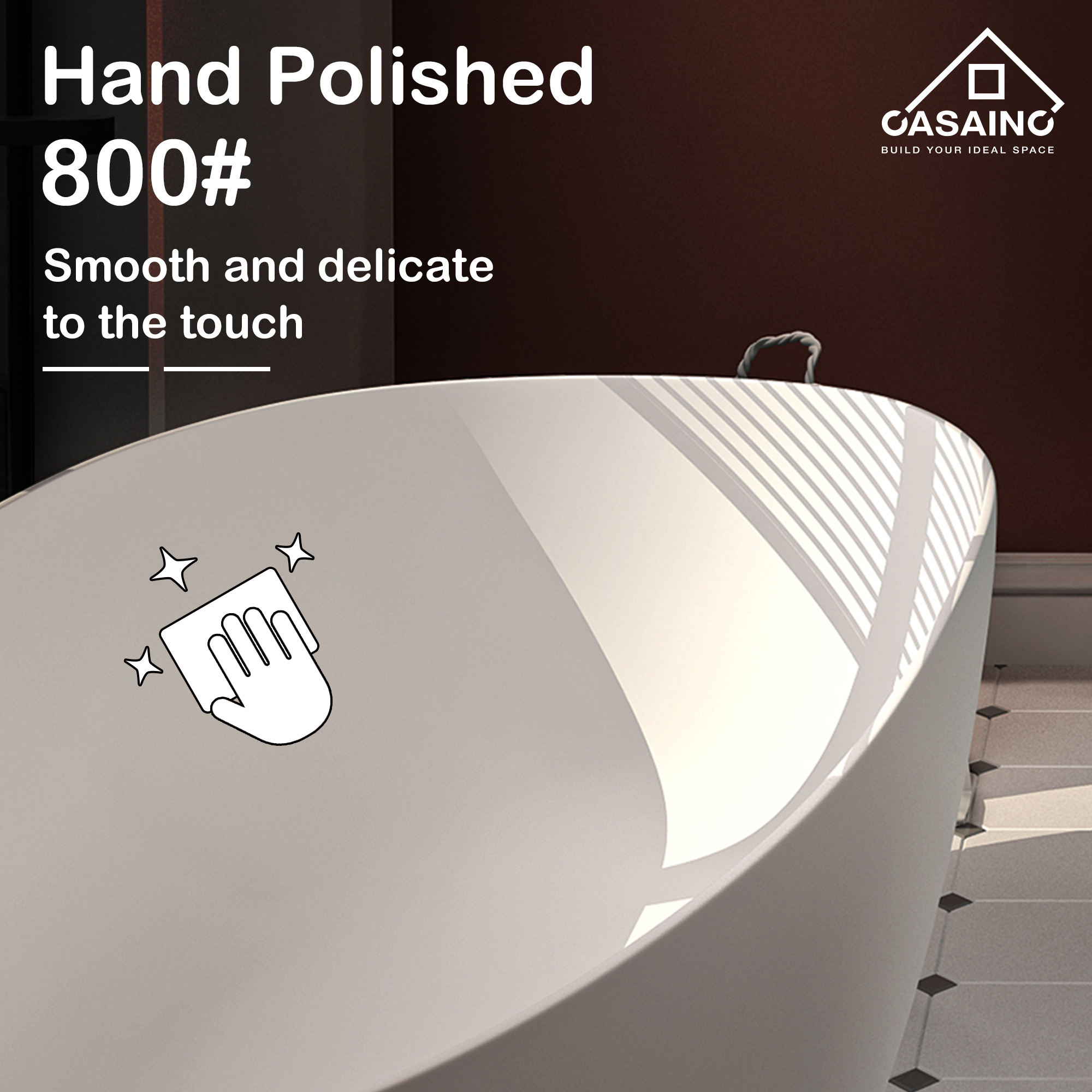 CASAINC 59/63/67/71" Solid Surface Freestanding Bathtub, Egg Shell Shaped Stone Resin Freestanding Tubs, Contemporary Oval Soaking Tub with Overflow and  Drain, Matte White