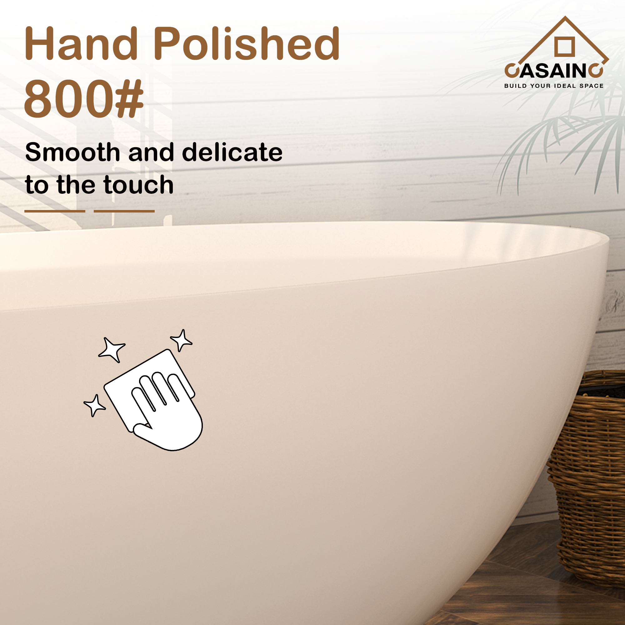 CASAINC 59/63/67/71" Solid Surface Freestanding Bathtub, Egg Shell Shaped Stone Resin Freestanding Tubs, Contemporary Oval Soaking Tub with Overflow and  Drain, Matte White