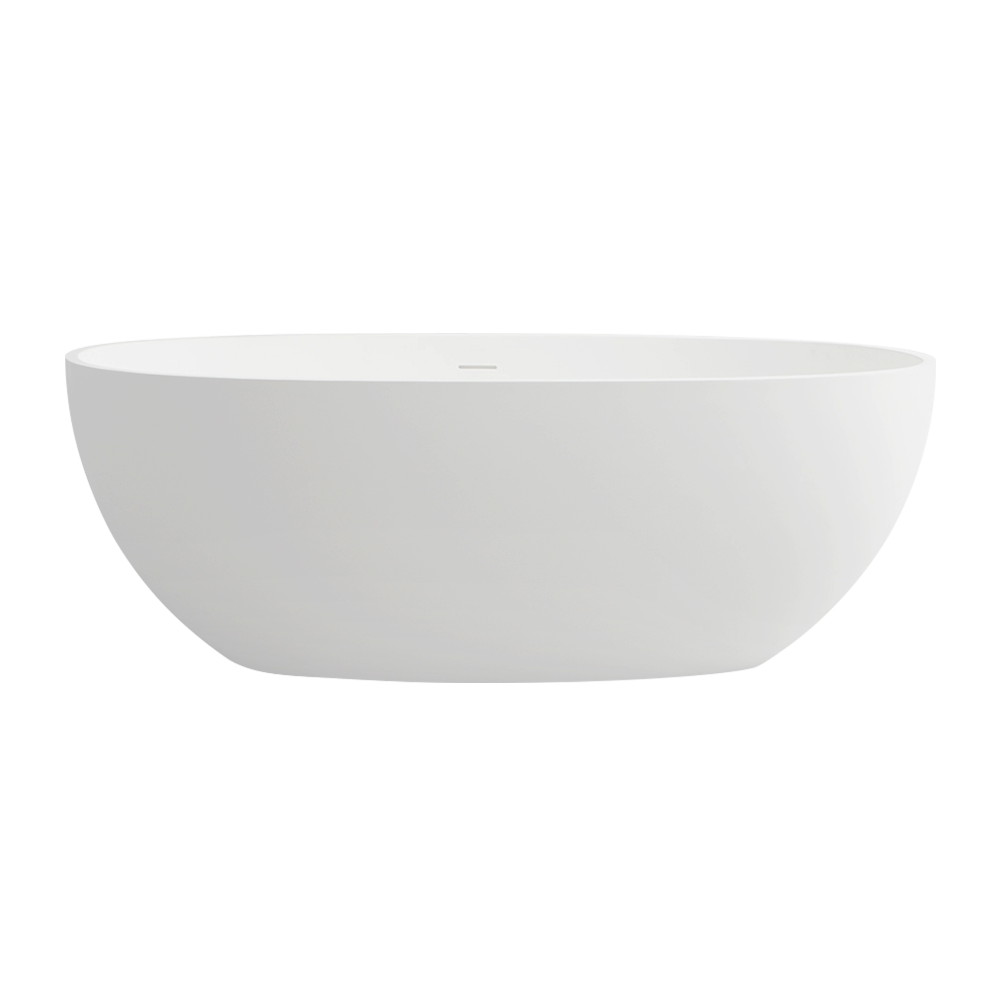 55 inches  Solid Surface Free-Standing Bathtub with Center  Drain in Matte White