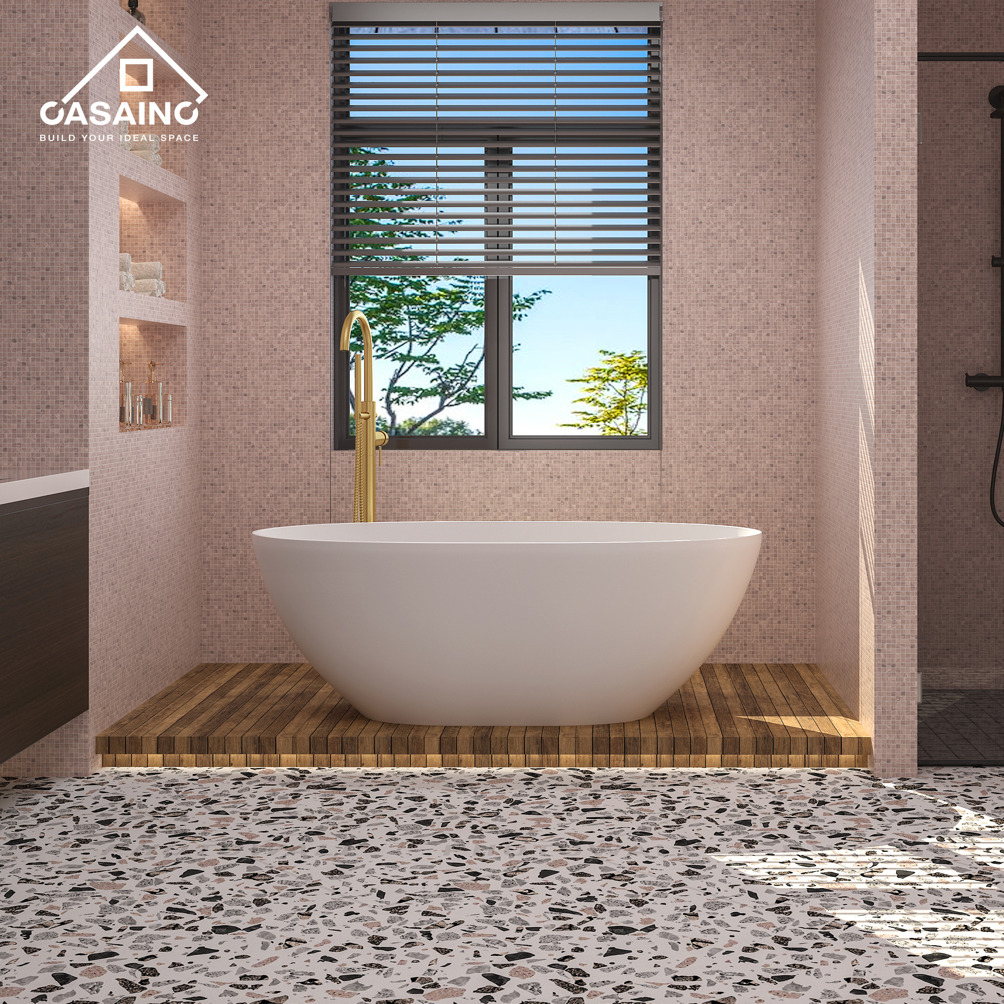 55 inches  Solid Surface Free-Standing Bathtub with Center  Drain in Matte White