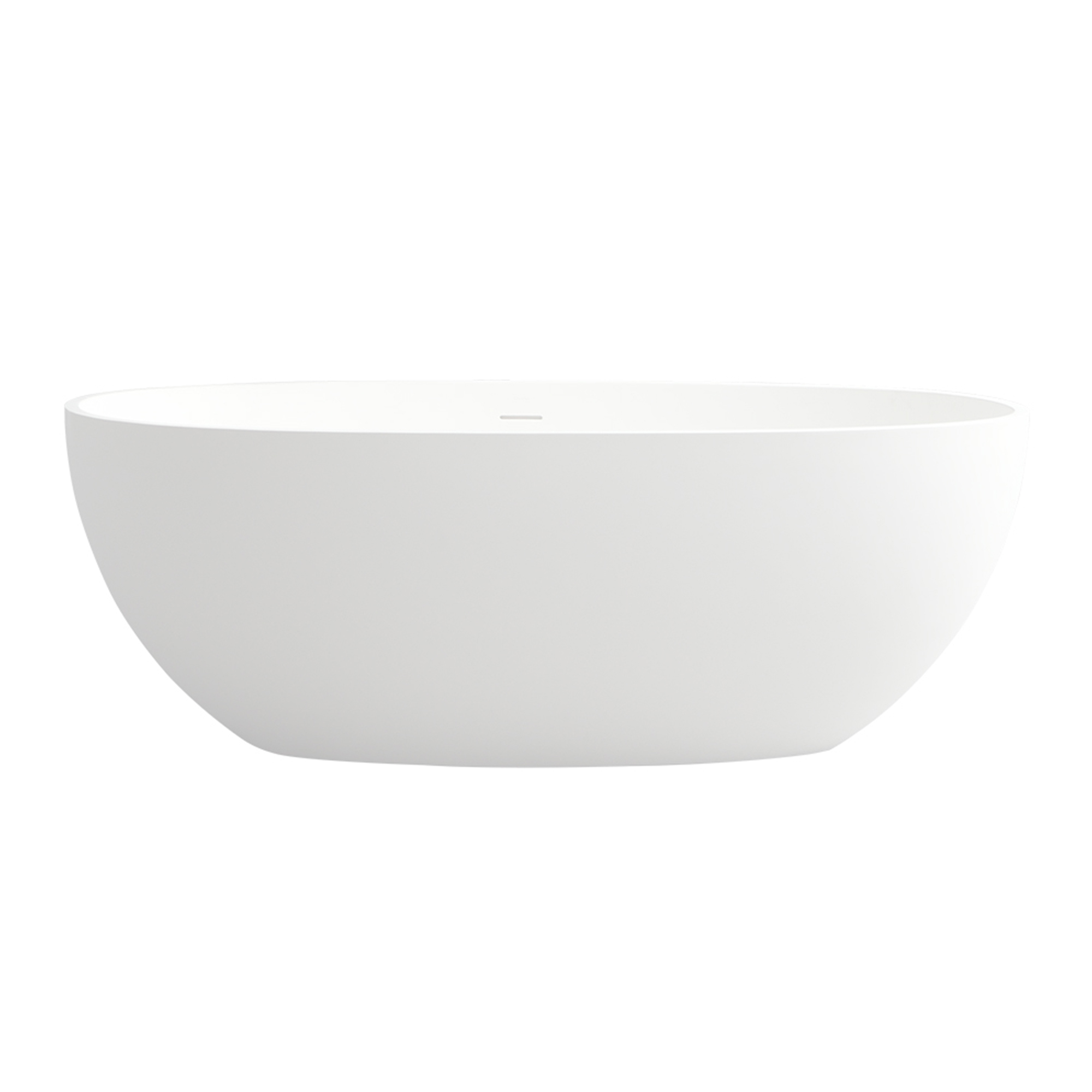 55/61/65" Solid Surface Resin Bathtubs, Egg Shell Shaped Stone Resin Freestanding Tubs, Contemporary Oval Soaking Tub with Overflow and  Drain, Matte White
