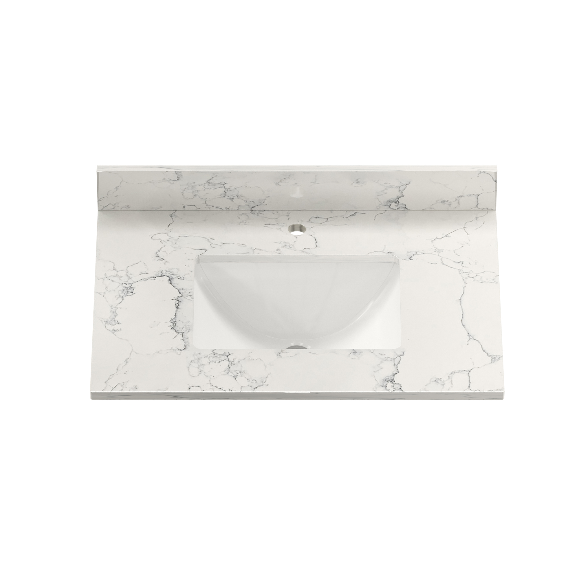 CASAINC 31" Carrara Jade/White Marble Single Sink Bathroom Vanity Top with 100mm High Backsplash, CUPC Certified
