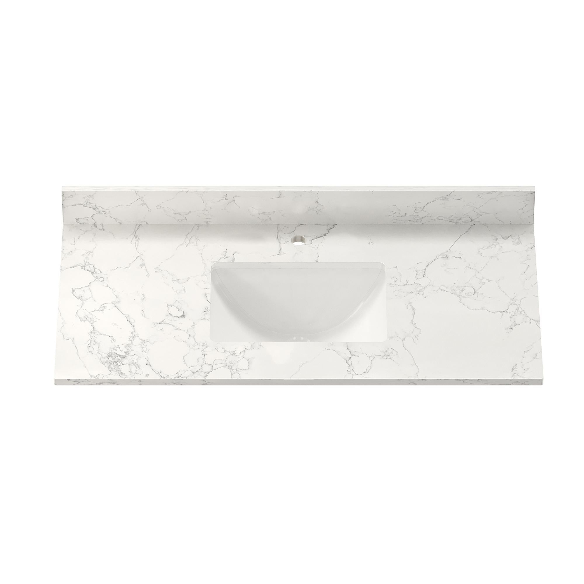 CASAINC 43" Carrara Jade/White Marble Single Sink Bathroom Vanity Top with 100mm High Backsplash, CUPC Certified