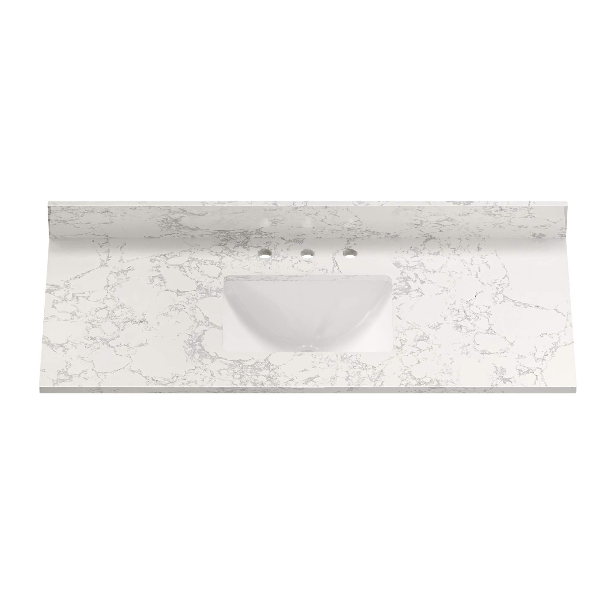 CASAINC 43/49" Carrara White Marble Single Sink Bathroom Vanity Top with 3 Faucet Holes, CUPC Certified