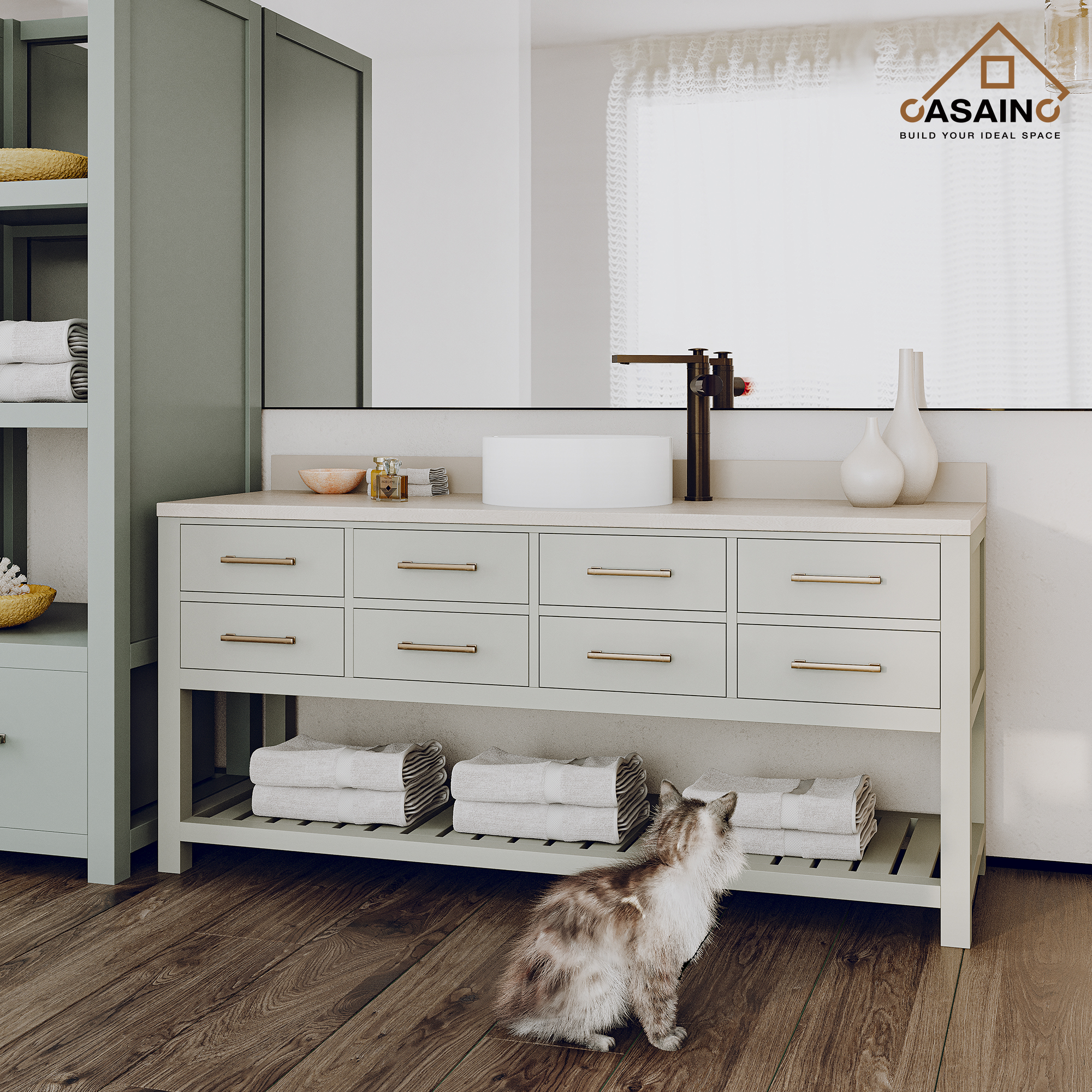 CASAINC 1.2GPM Spot-Free Single Glazed Handle Heightened Bathroom Vessel Sink Faucet with Pop-Up Drain, in Brown Bronze