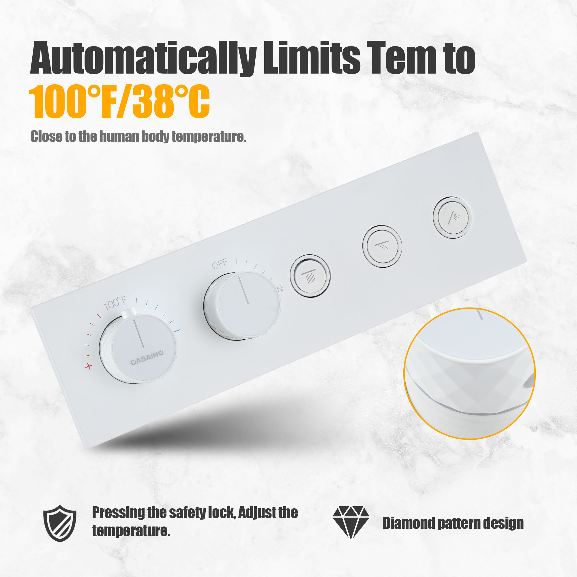 16'' Concealed Multi-Function Shower System 3-Spray Modes Showerhead