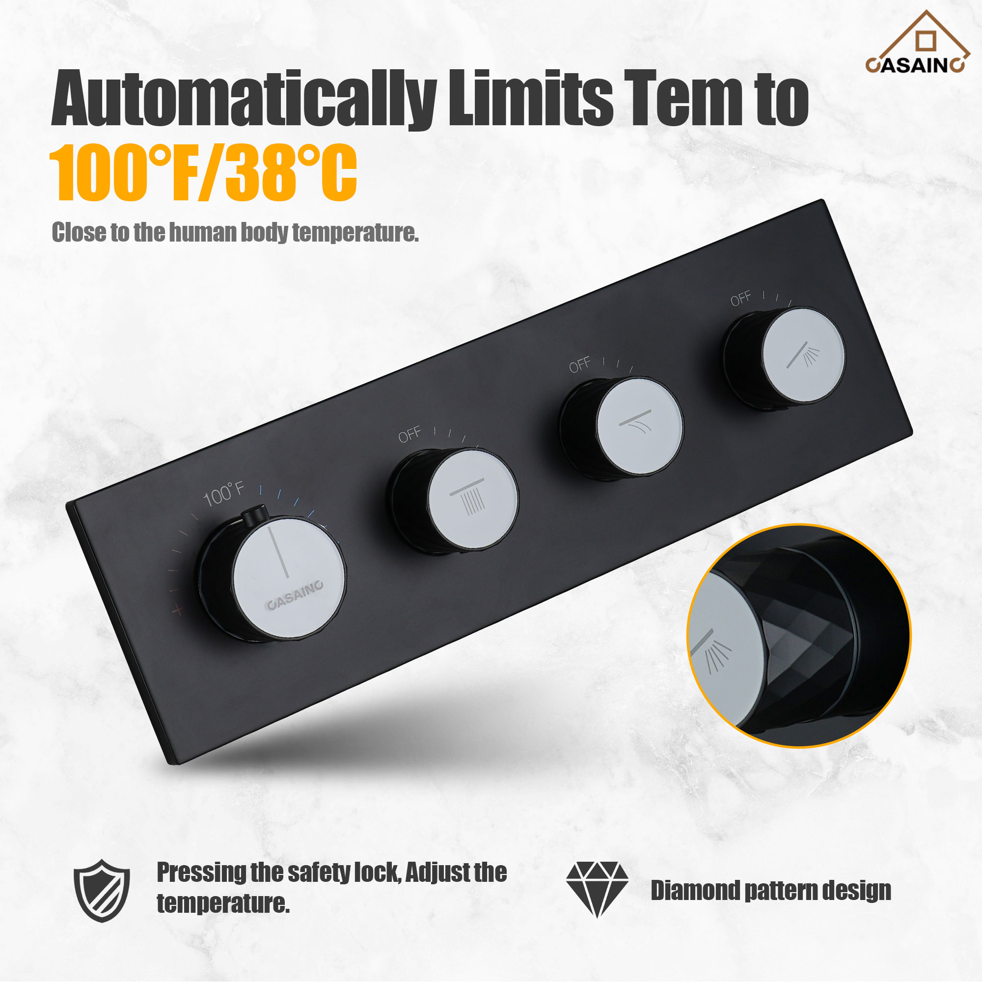 16'' Concealed Multi-Function Shower System 3-Spray Modes Showerhead