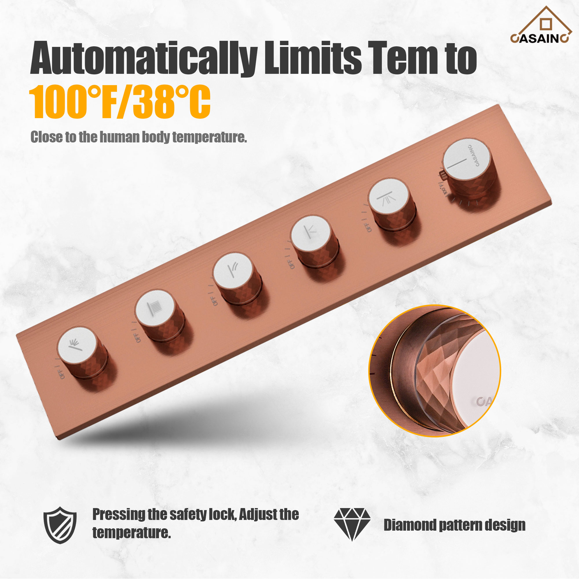 20*24'' Rectangle Shower System With 4 Sprays Modes & 3 Body Jets