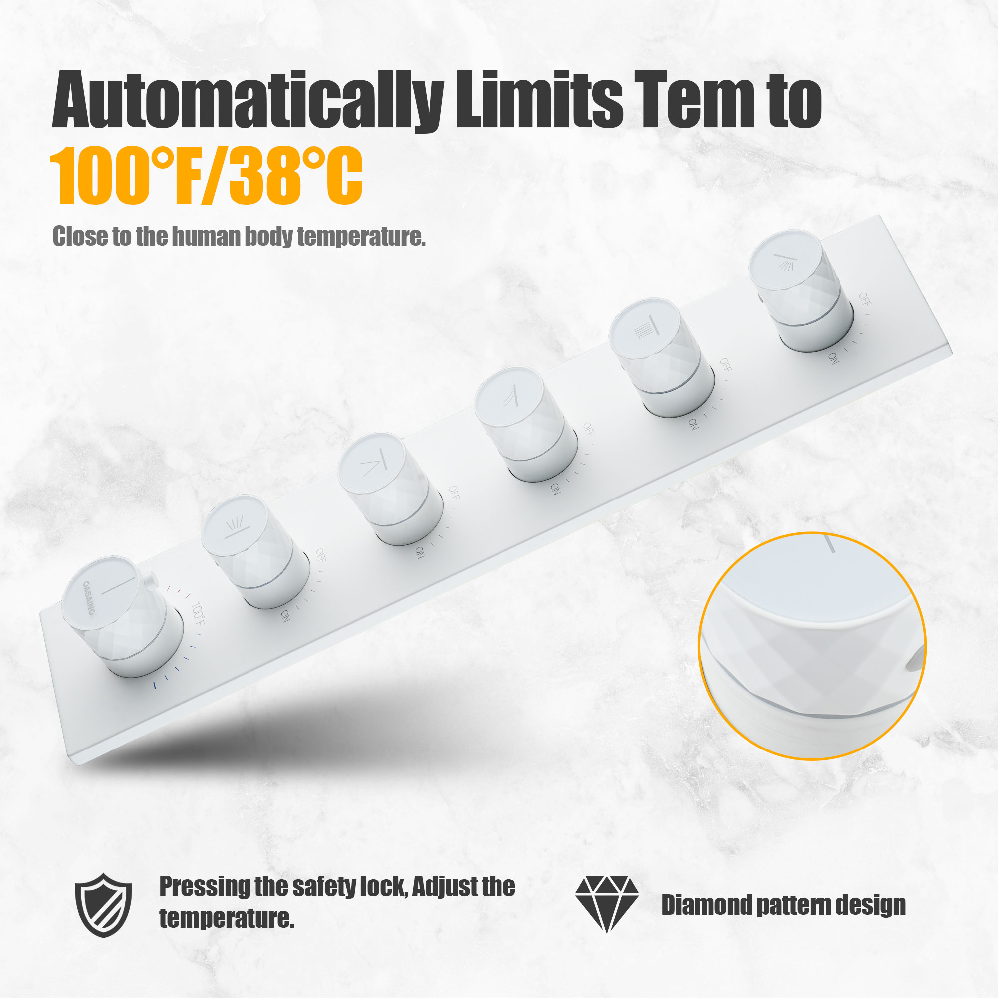 20*24'' Rectangle Shower System With 4 Sprays Modes & 3 Body Jets