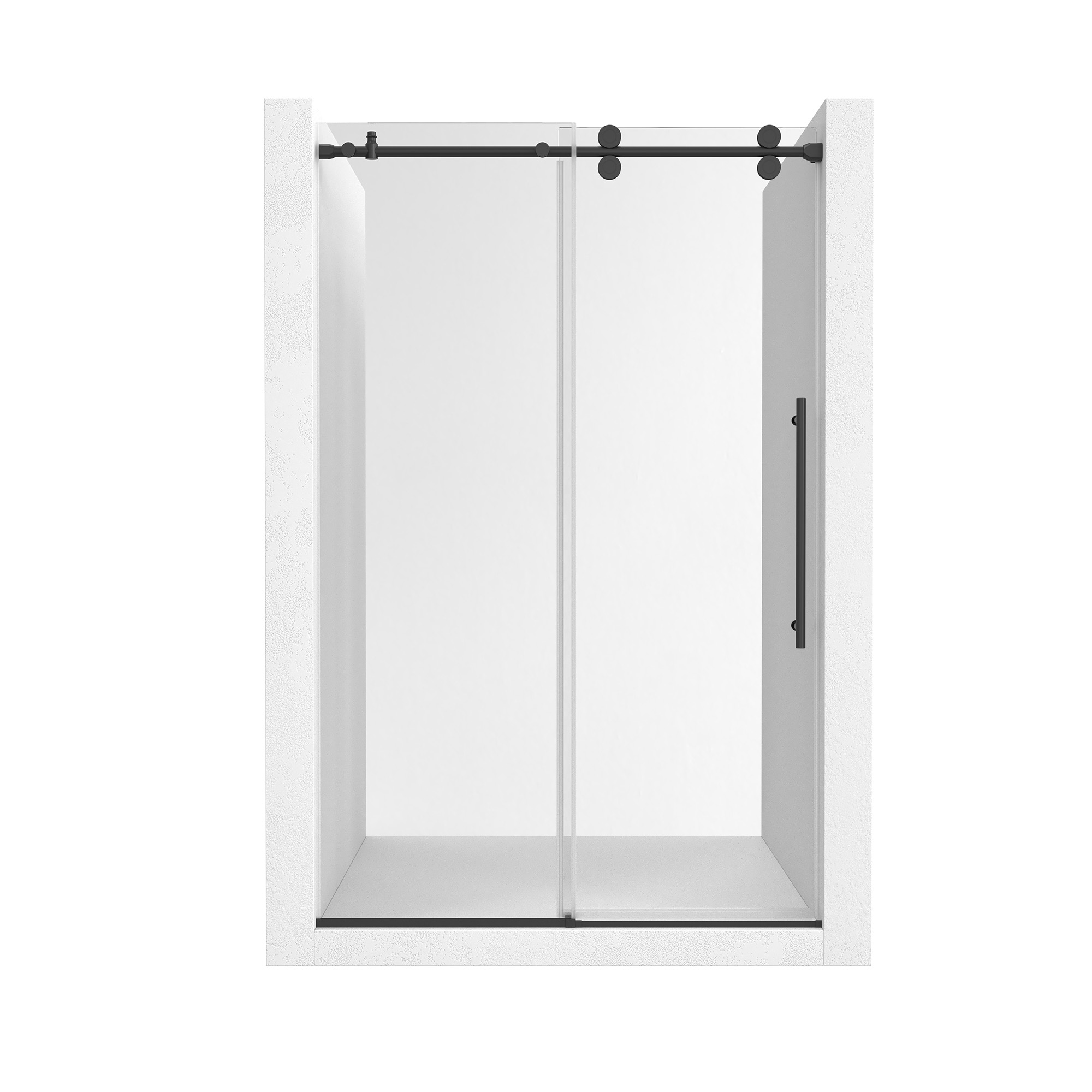 48"x76" Frameless Single Sliding Shower Door in Matte Black/Brushed Nickel/Chrome, Reversible Installation