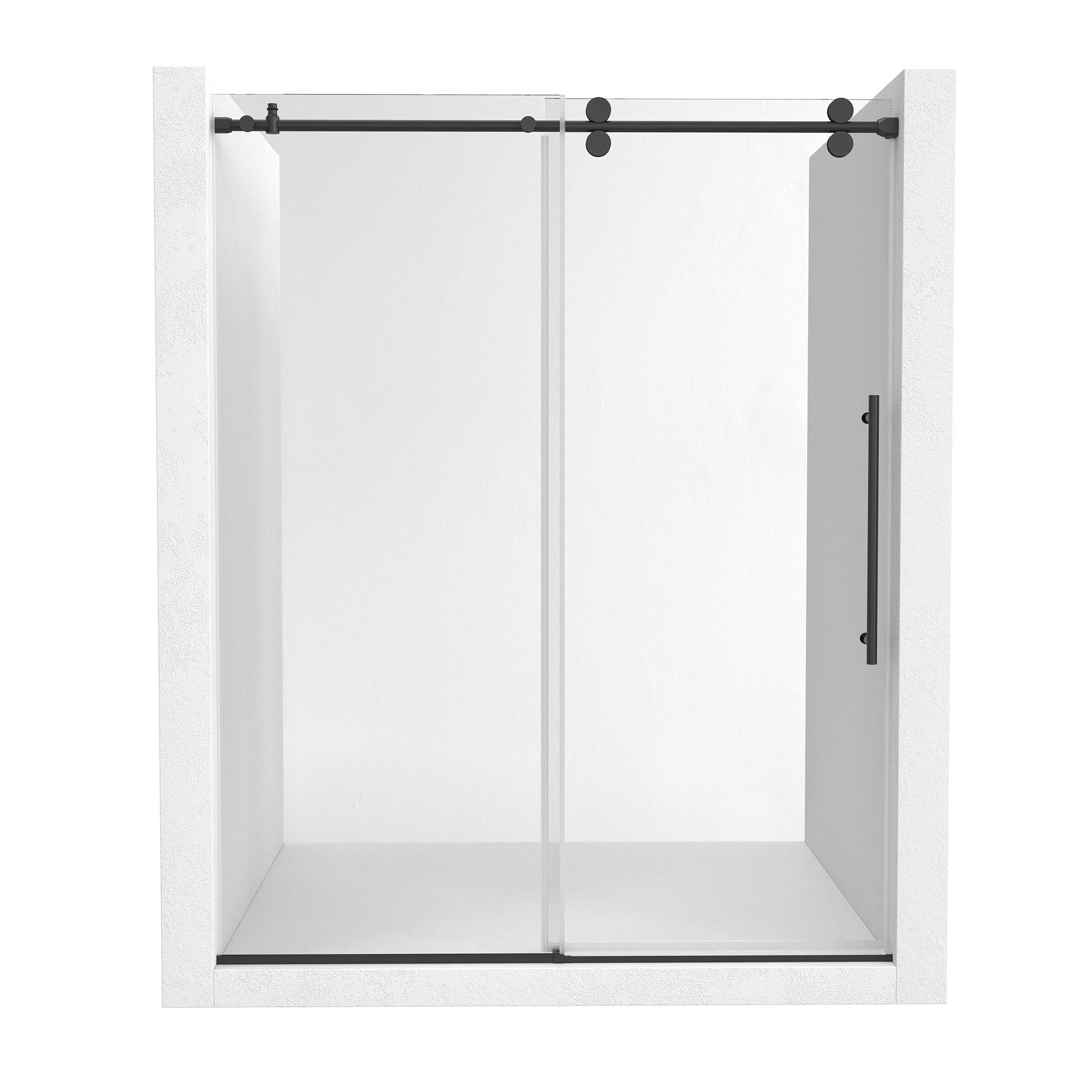 60"x76" Single Sliding Frameless Shower Door in Matte Black/Brushed Nickel/Chrome, 5/16" Thick Tempered Glass with SGCC Certification, Reversible Design